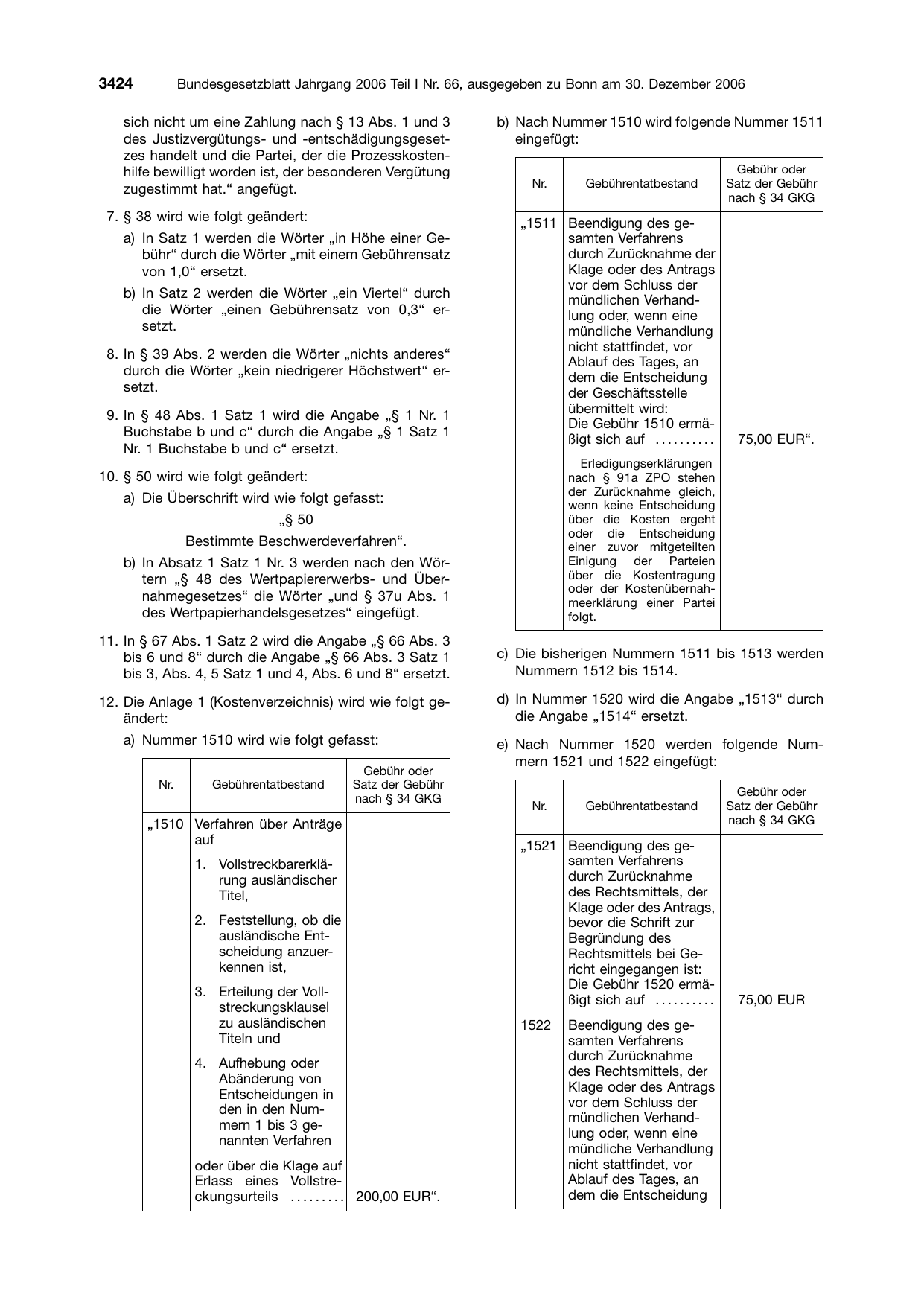 BGBl. 2006, Seite 3424 — Originalseite als Abbildung