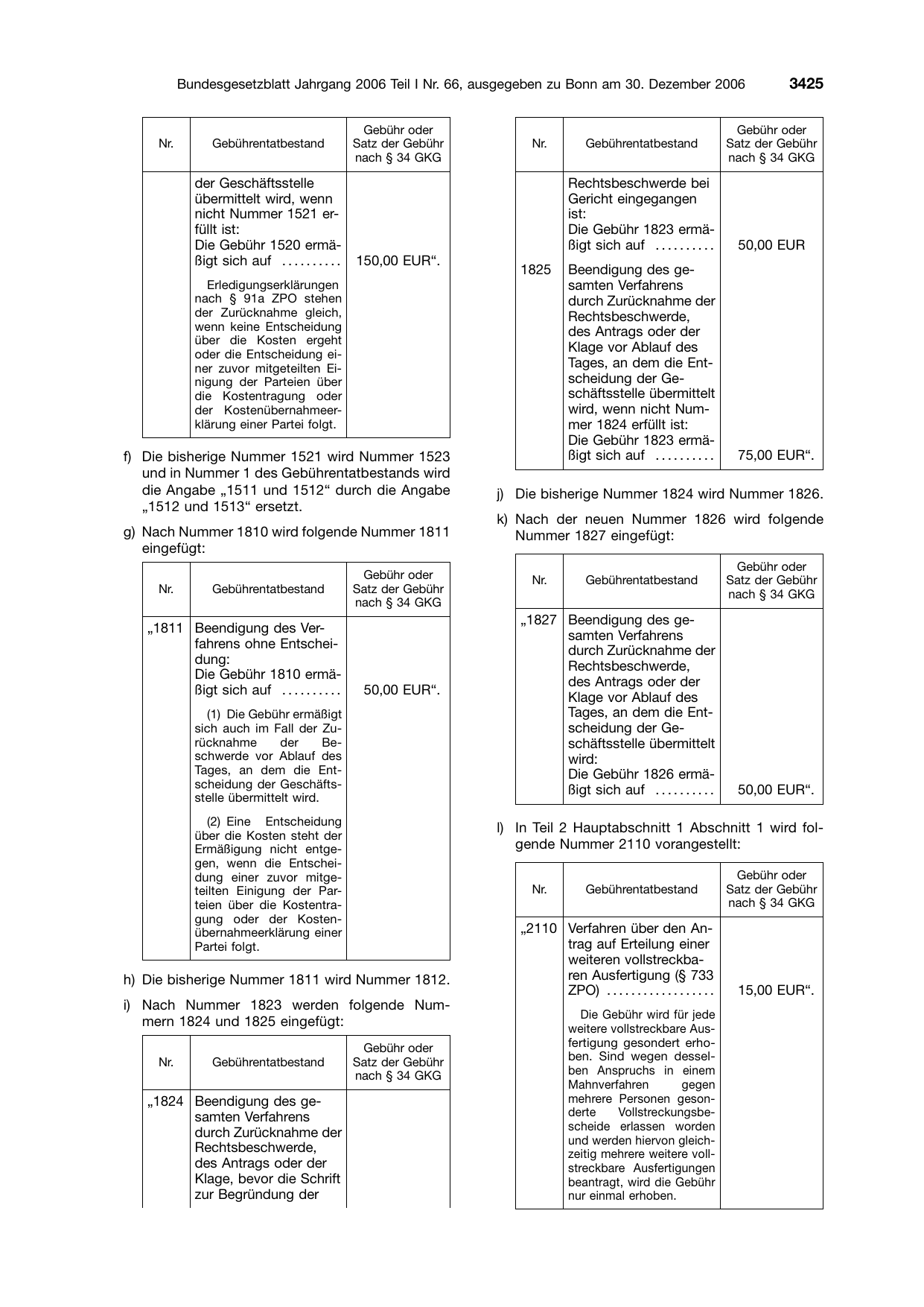 BGBl. 2006, Seite 3425 — Originalseite als Abbildung