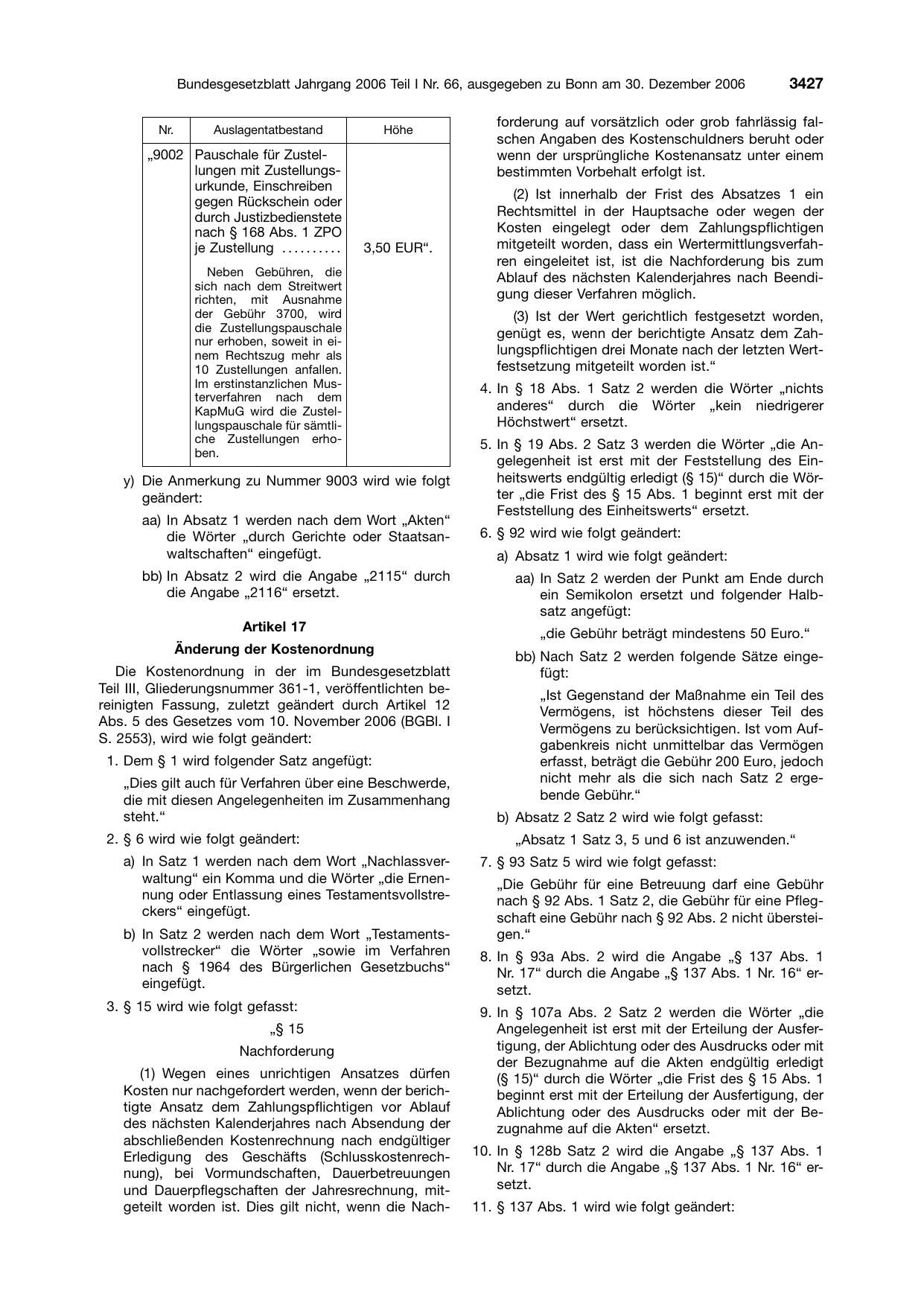 BGBl. 2006, Seite 3427 — Originalseite als Abbildung