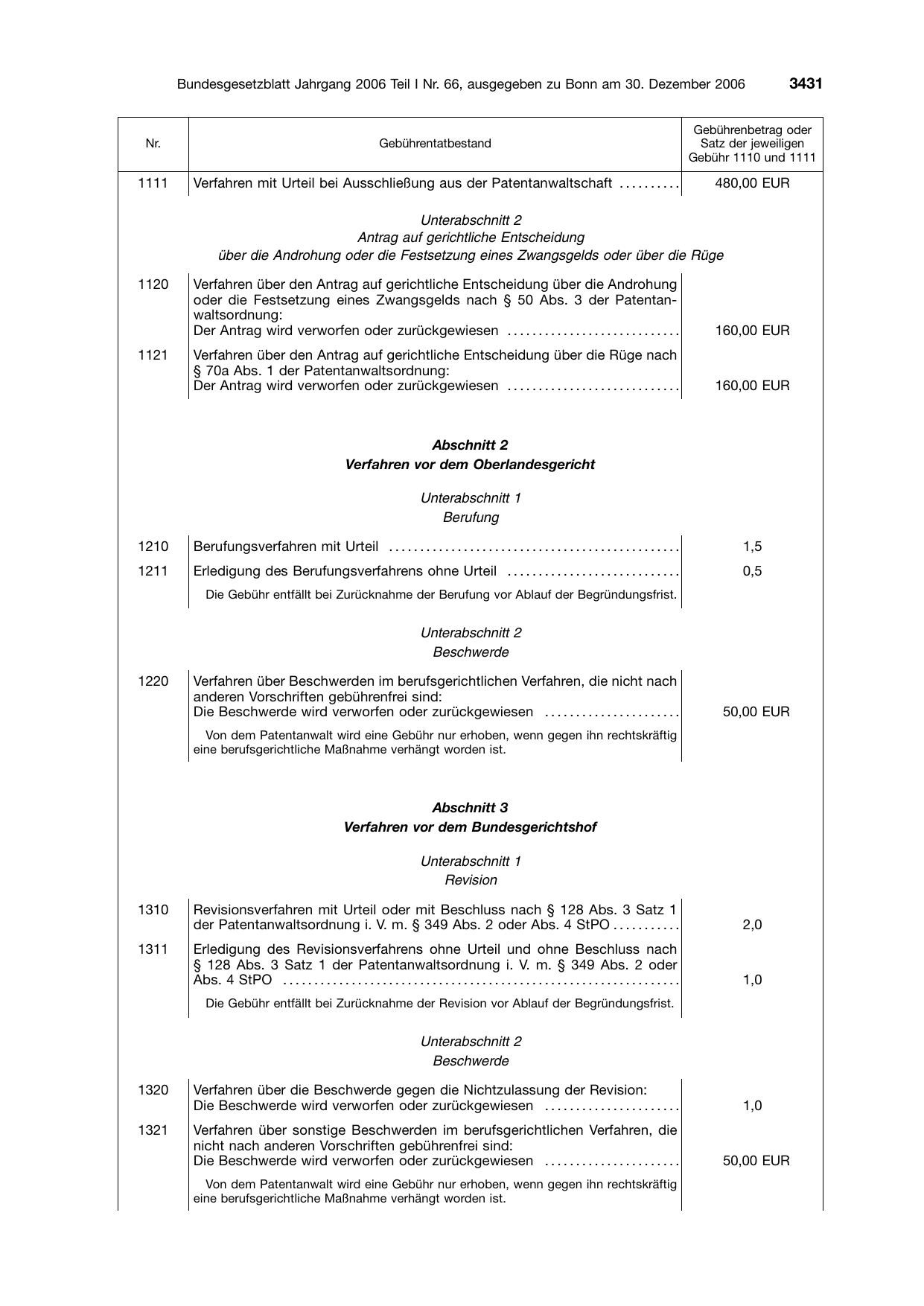 BGBl. 2006, Seite 3431 — Originalseite als Abbildung