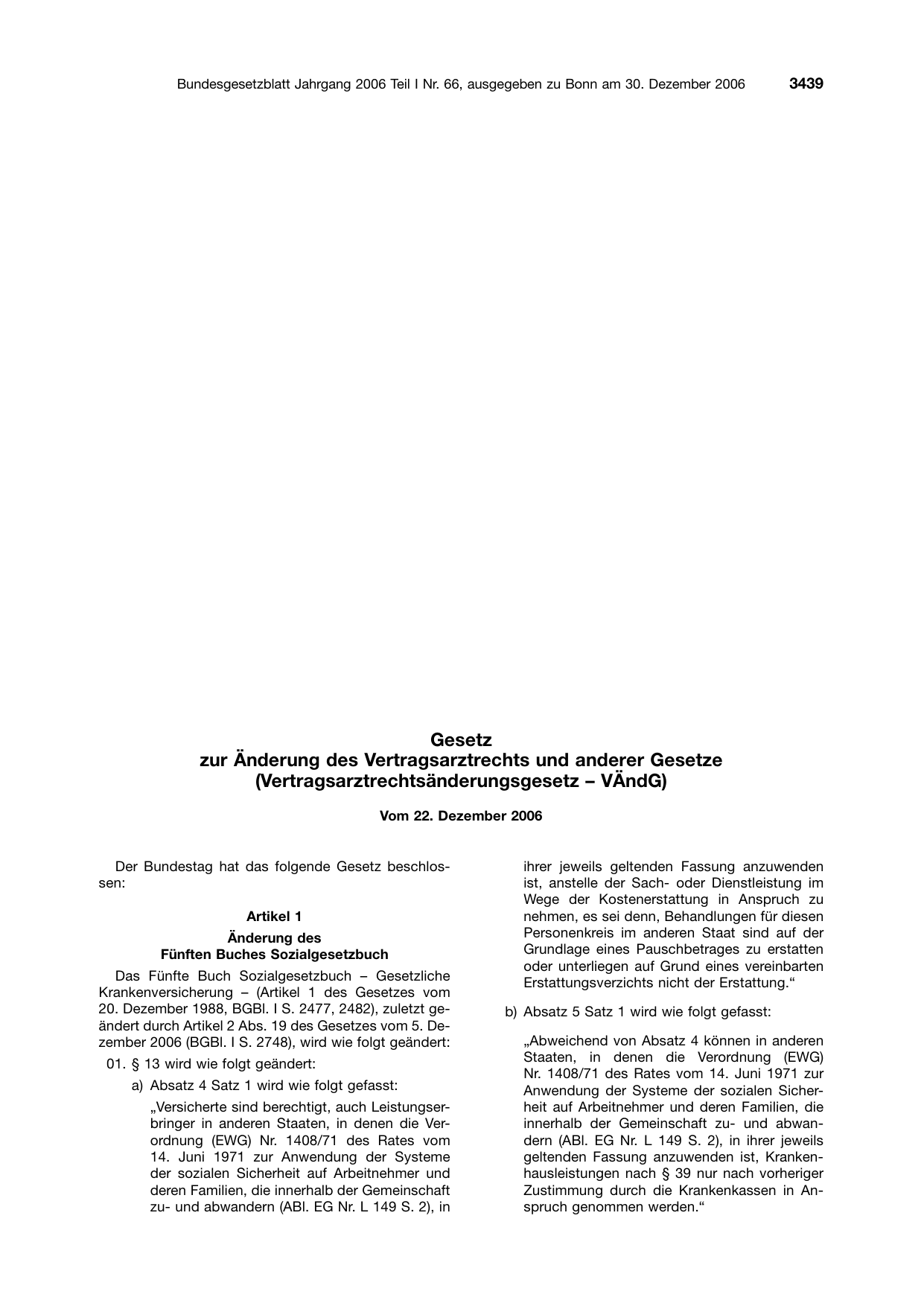 BGBl. 2006, Seite 3439 — Originalseite als Abbildung