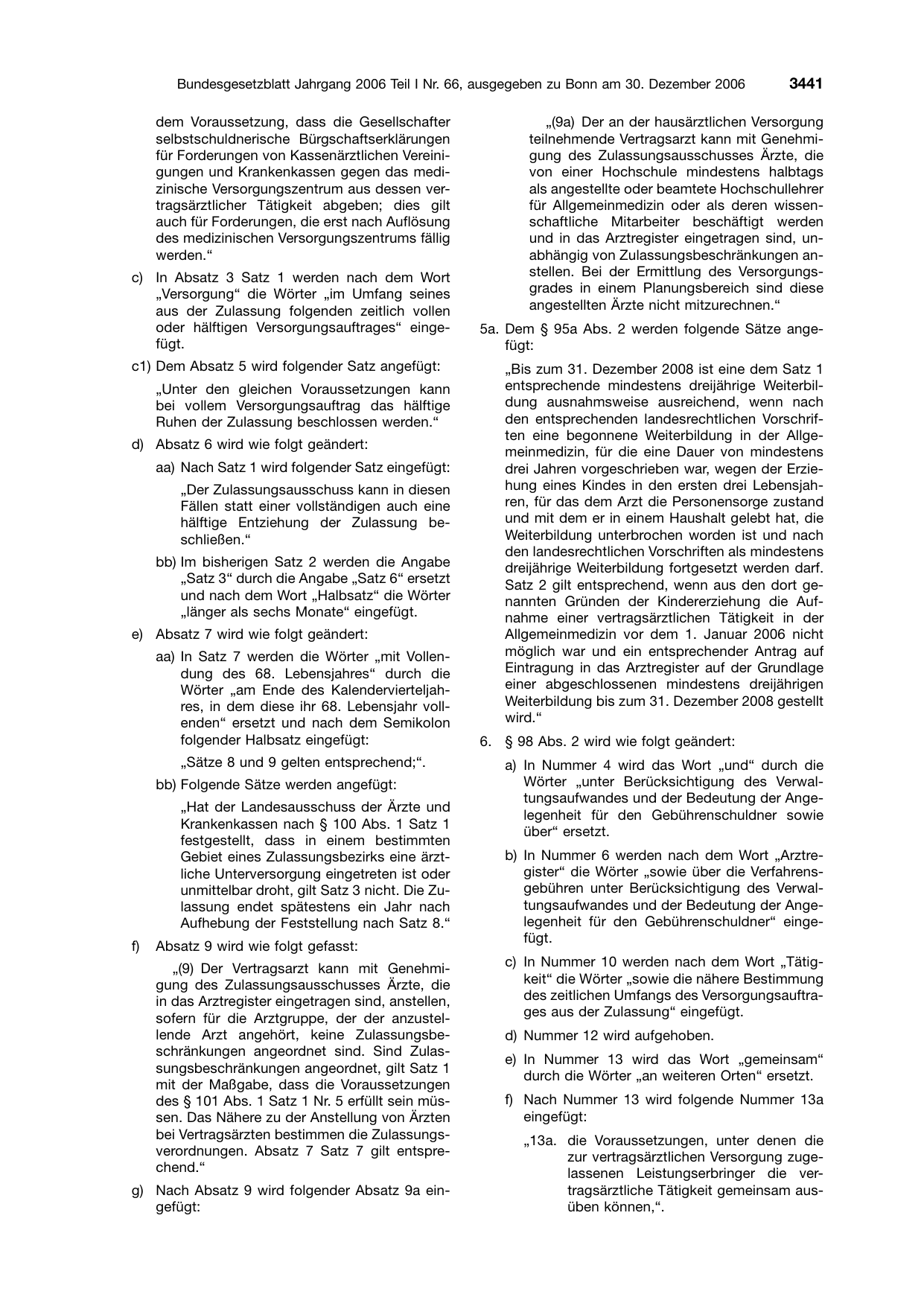 BGBl. 2006, Seite 3441 — Originalseite als Abbildung