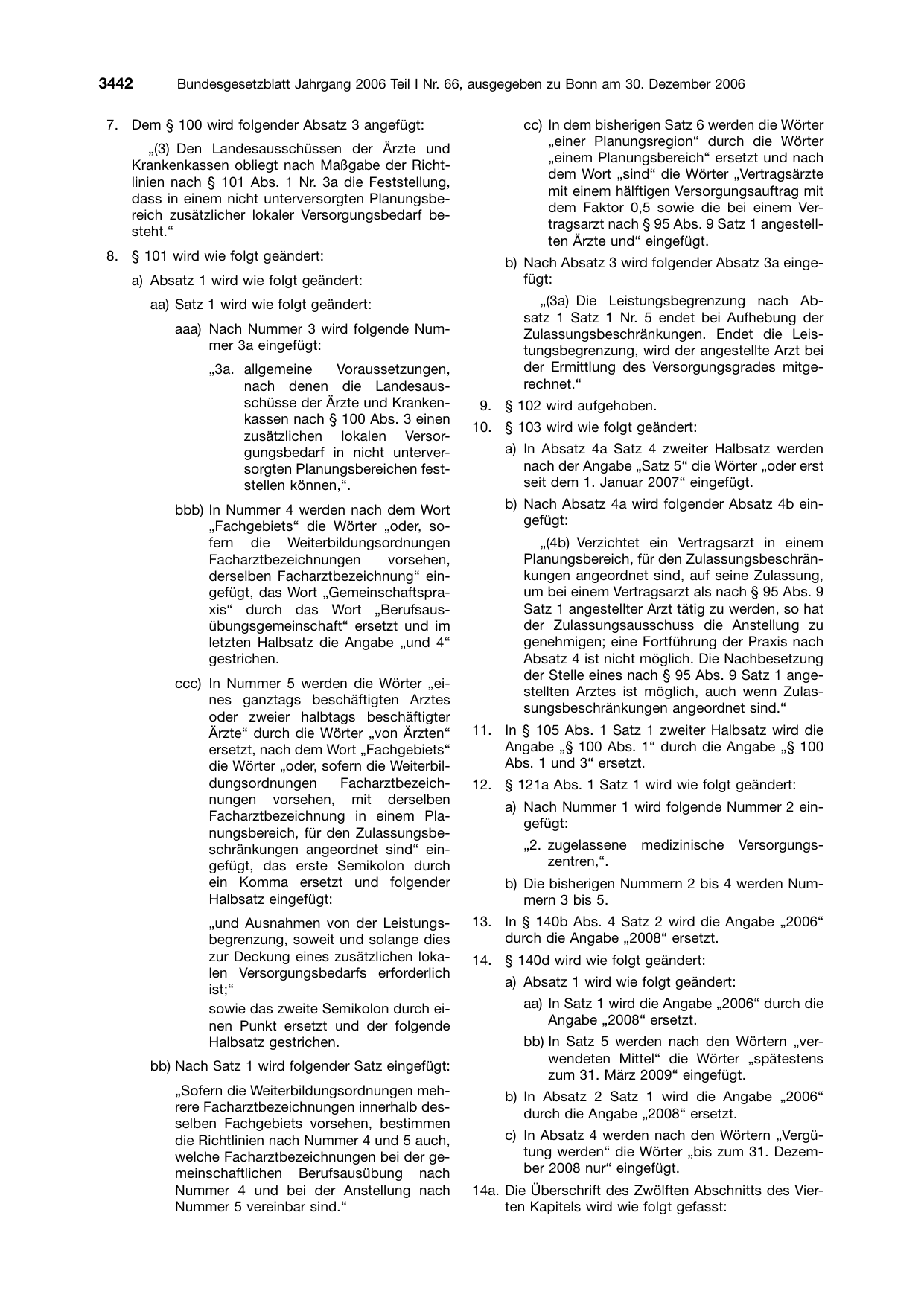BGBl. 2006, Seite 3442 — Originalseite als Abbildung