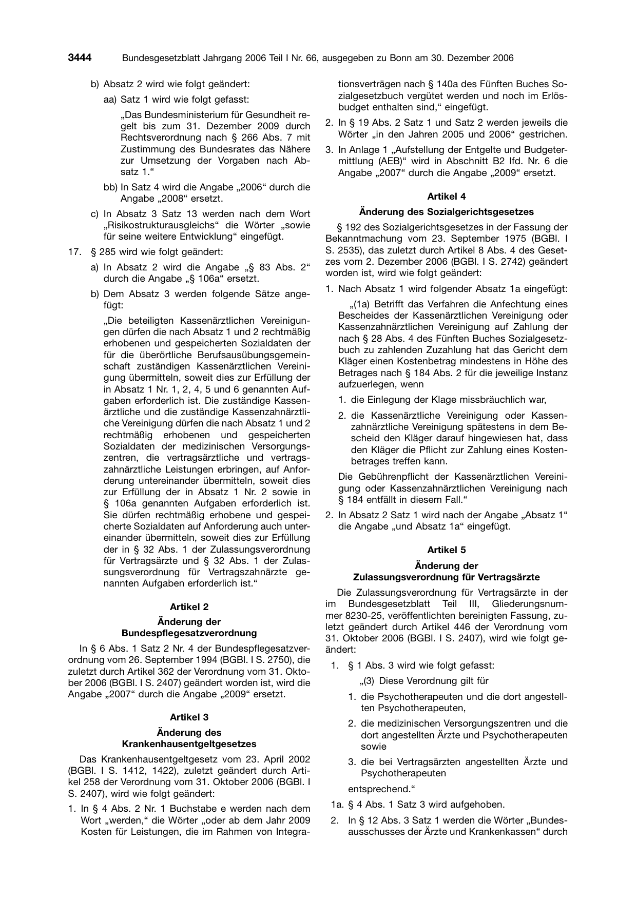 BGBl. 2006, Seite 3444 — Originalseite als Abbildung