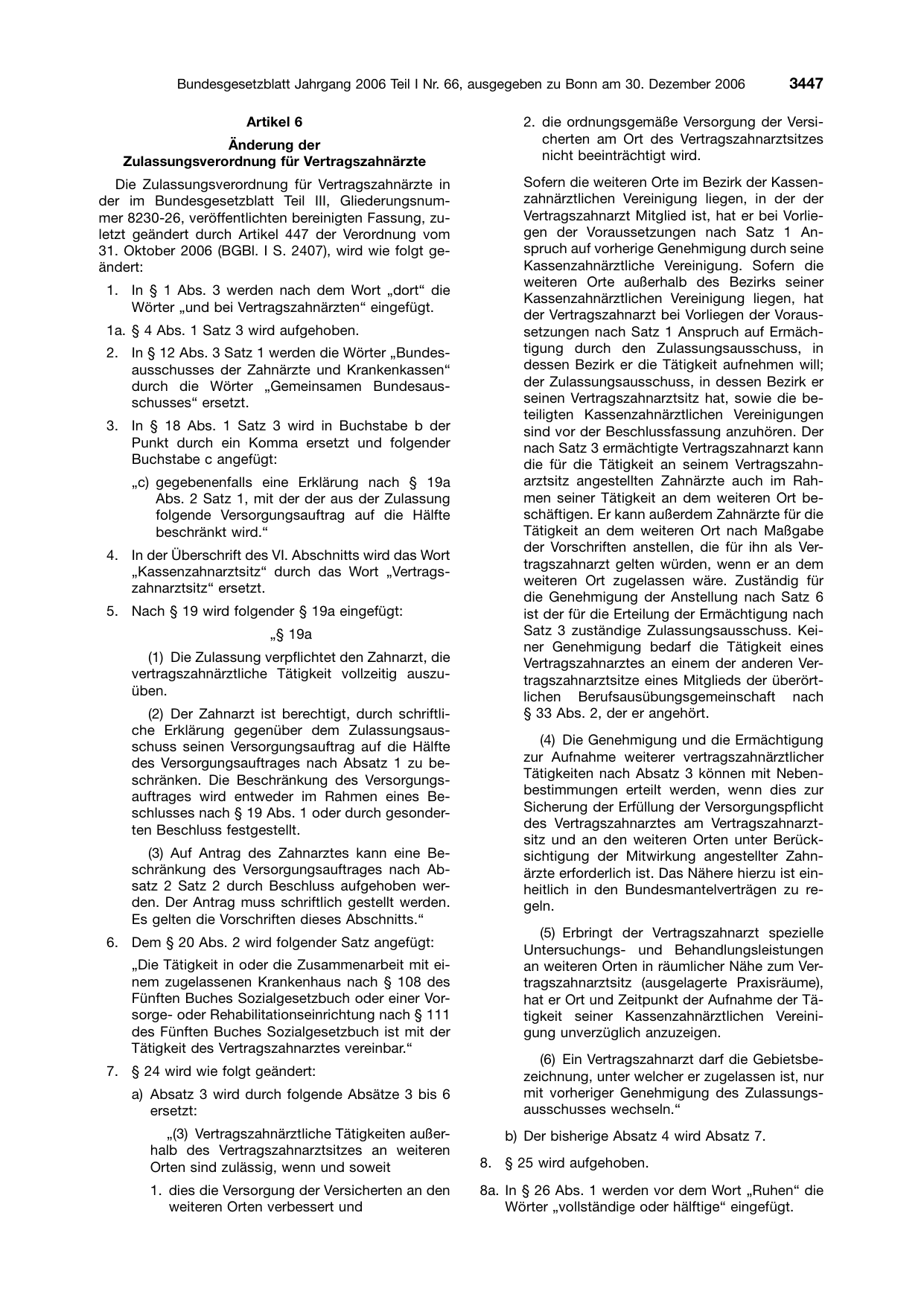BGBl. 2006, Seite 3447 — Originalseite als Abbildung