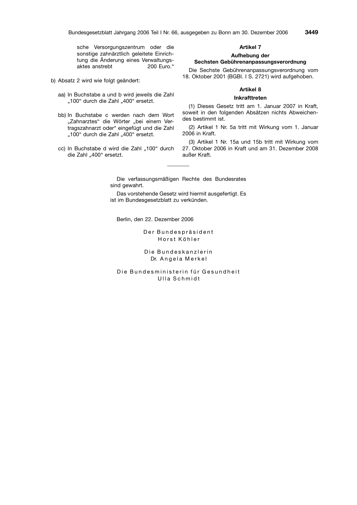 BGBl. 2006, Seite 3449 — Originalseite als Abbildung
