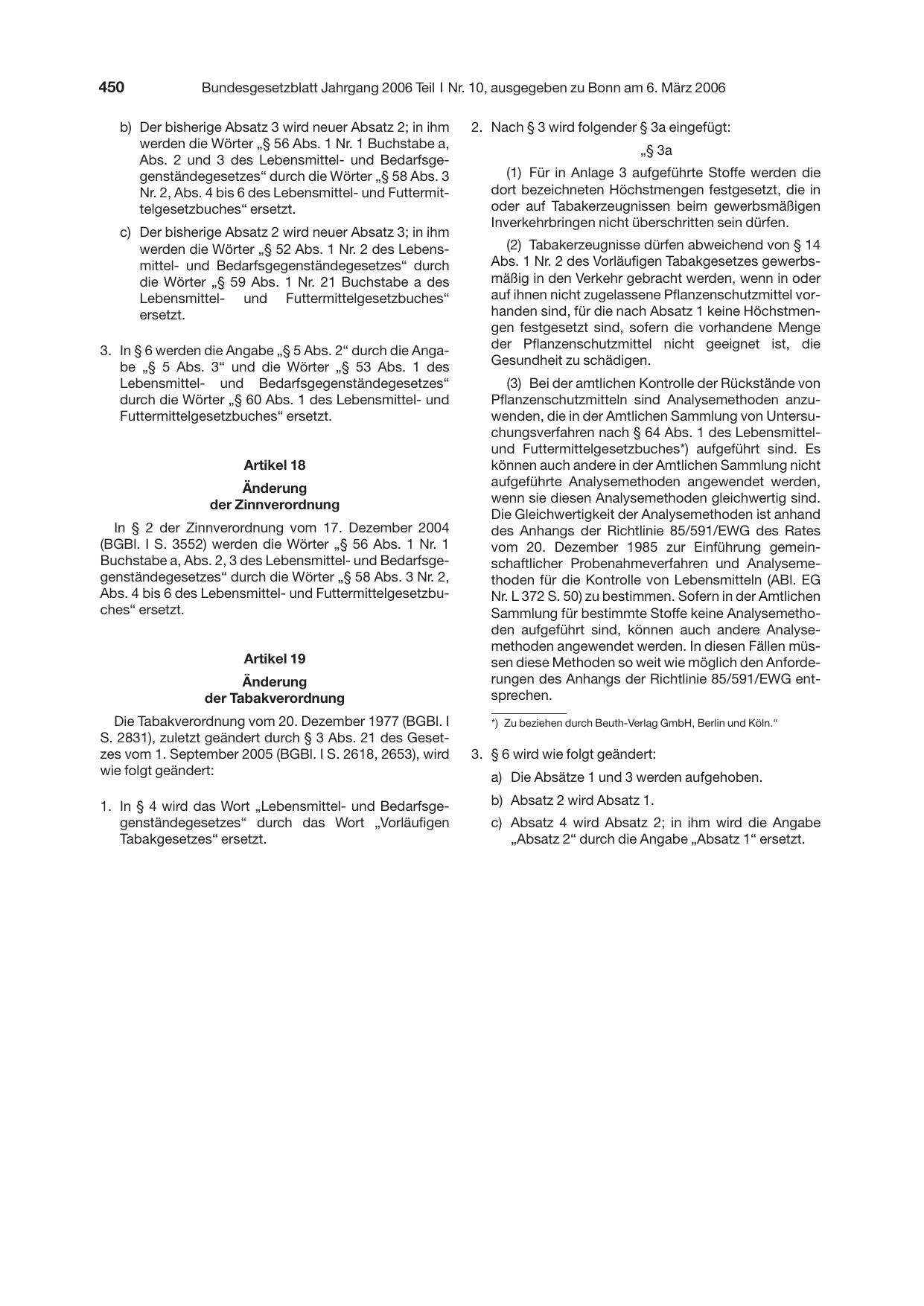 BGBl. 2006, Seite 450 — Originalseite als Abbildung