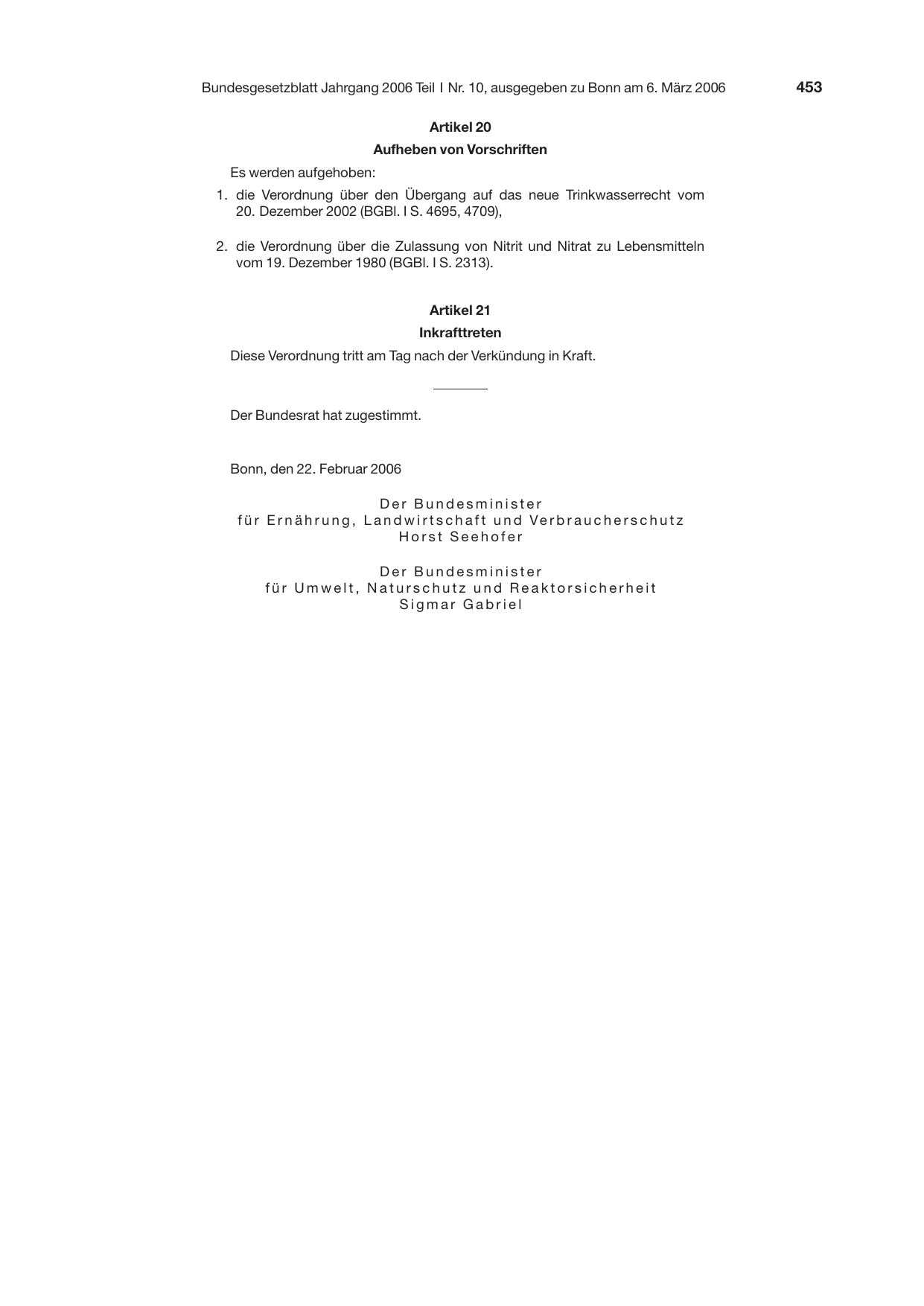 BGBl. 2006, Seite 453 — Originalseite als Abbildung
