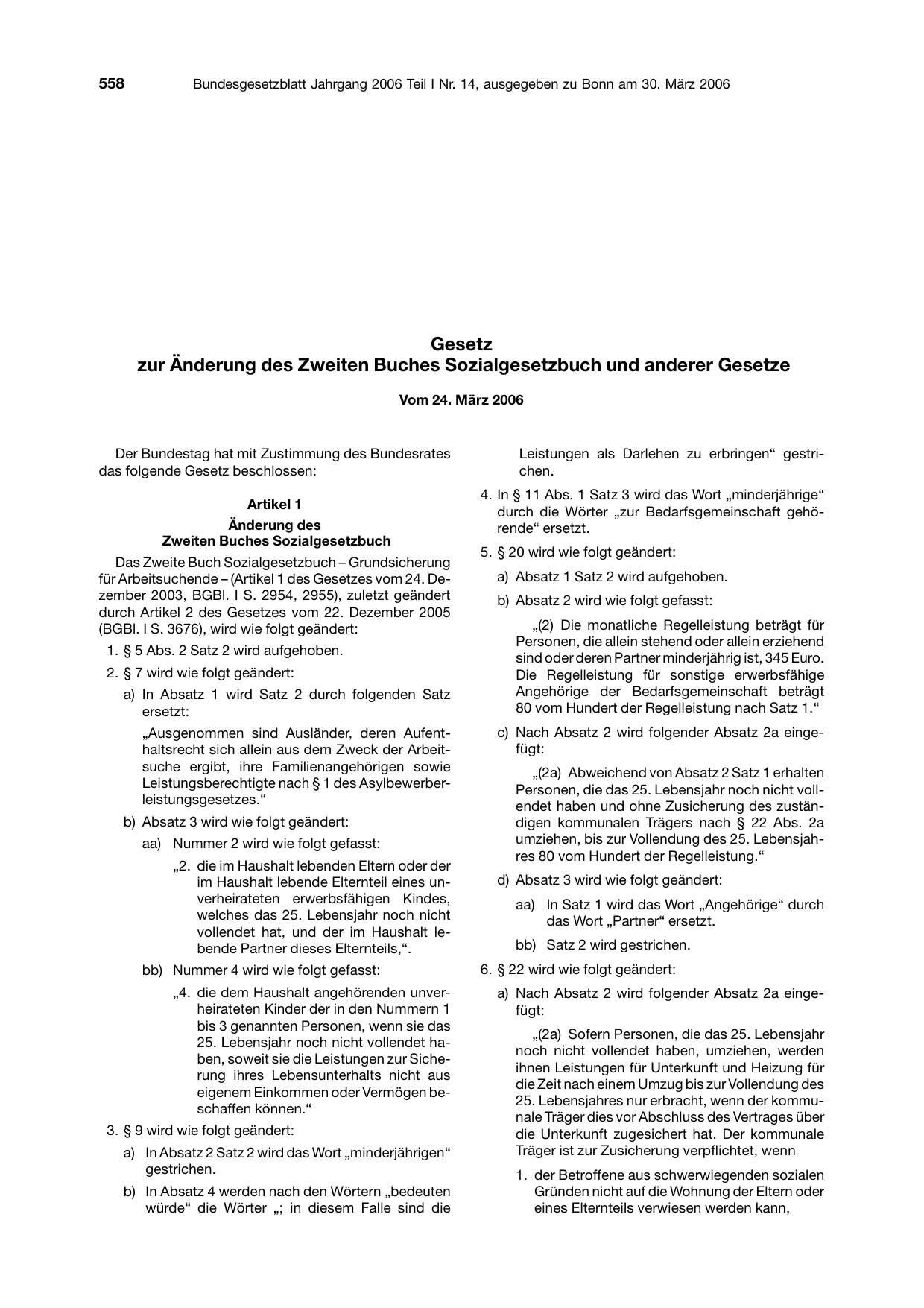 BGBl. 2006, Seite 558 — Originalseite als Abbildung