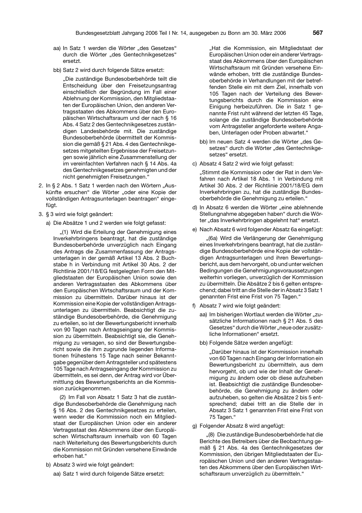 BGBl. 2006, Seite 567 — Originalseite als Abbildung