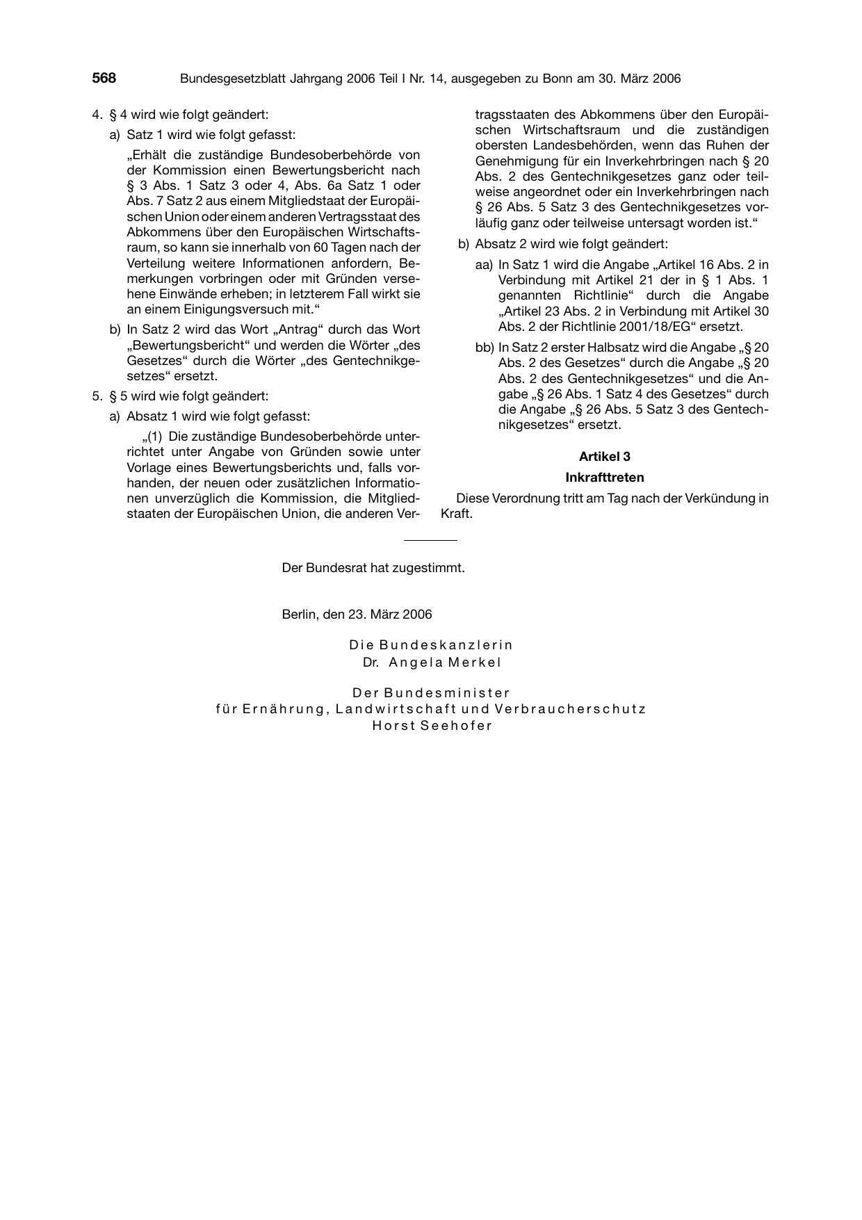 BGBl. 2006, Seite 568 — Originalseite als Abbildung