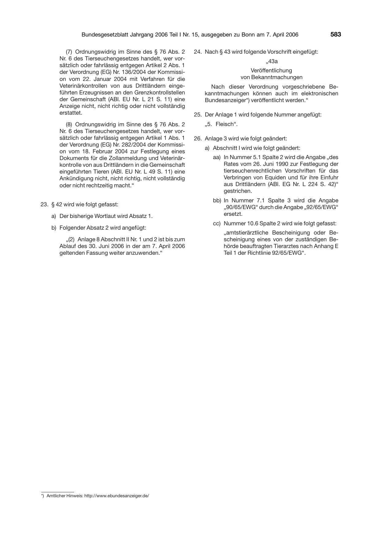BGBl. 2006, Seite 583 — Originalseite als Abbildung