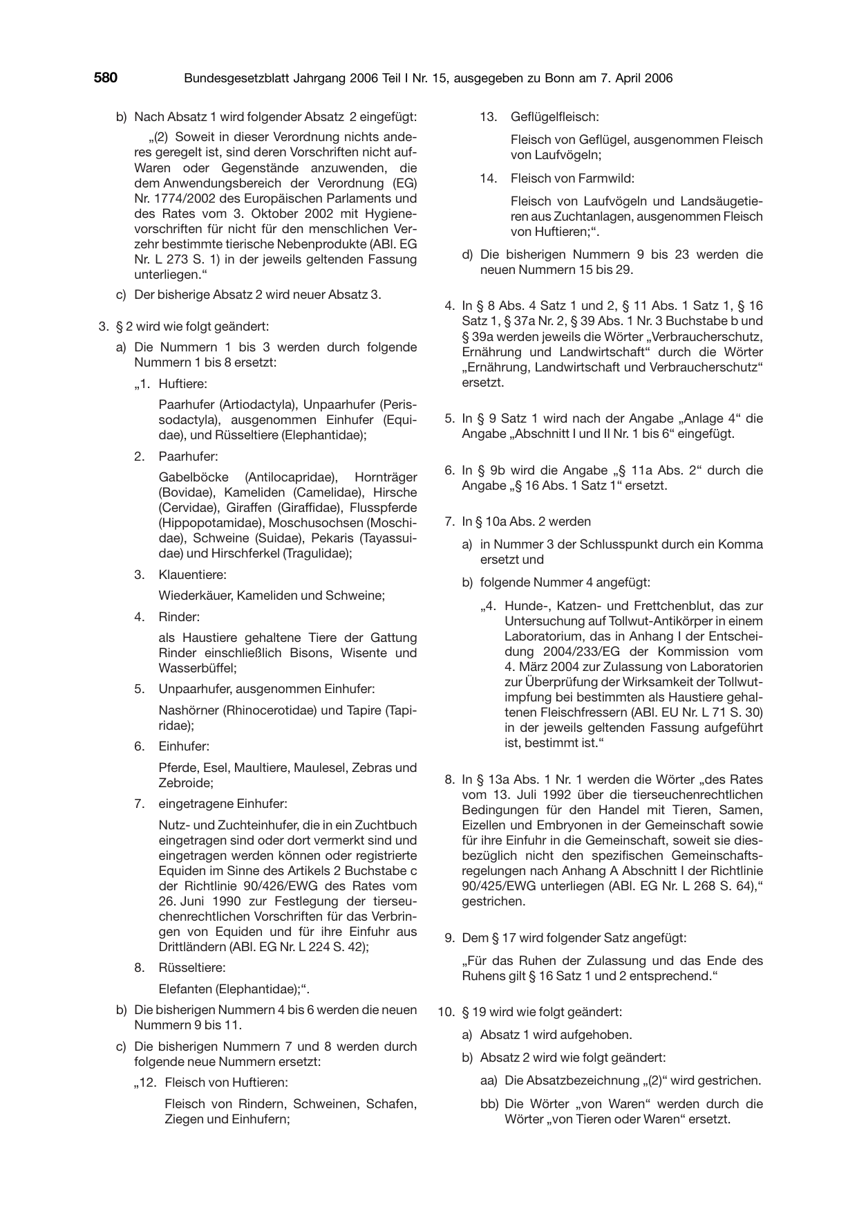 BGBl. 2006, Seite 580 — Originalseite als Abbildung