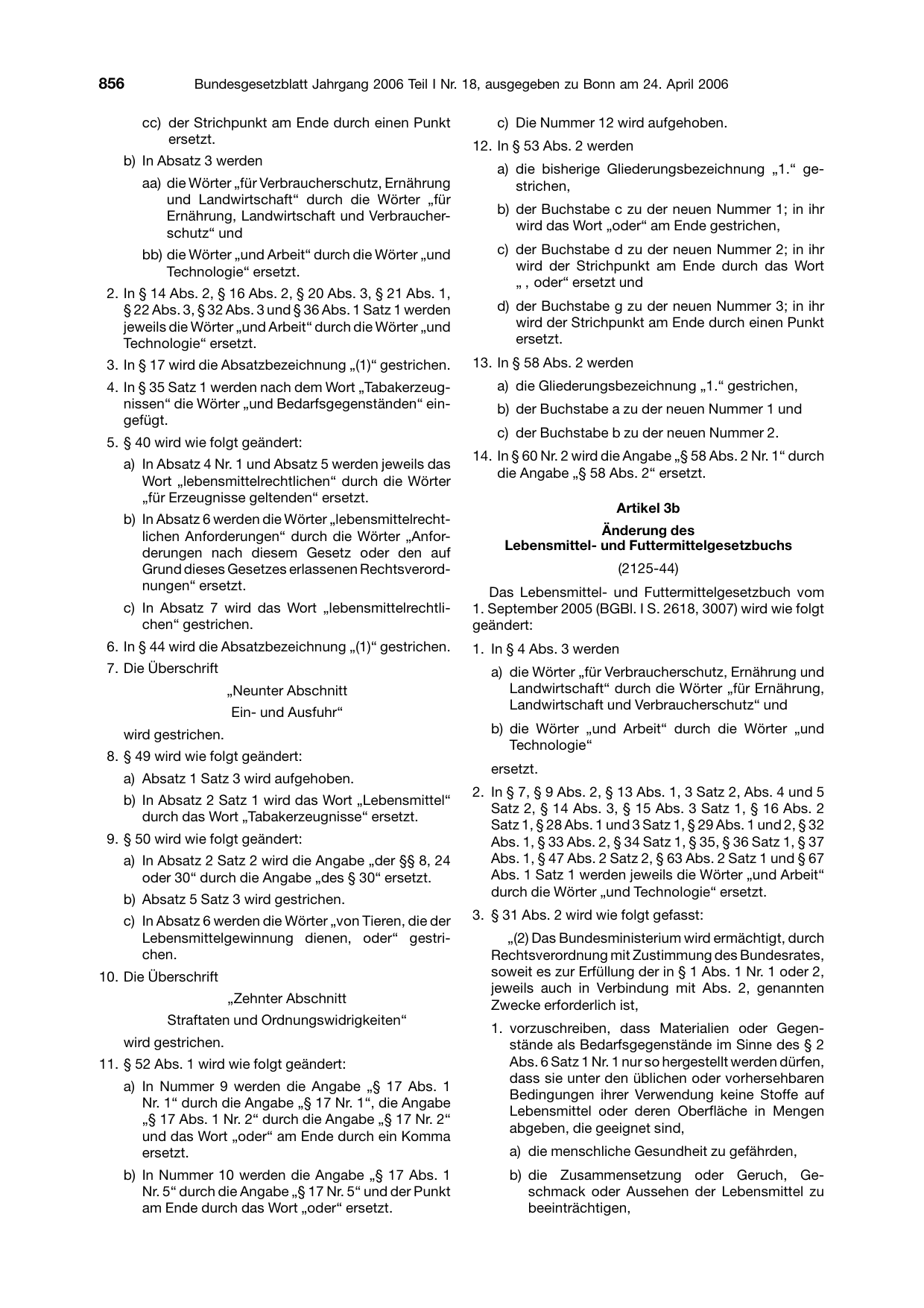 BGBl. 2006, Seite 856 — Originalseite als Abbildung