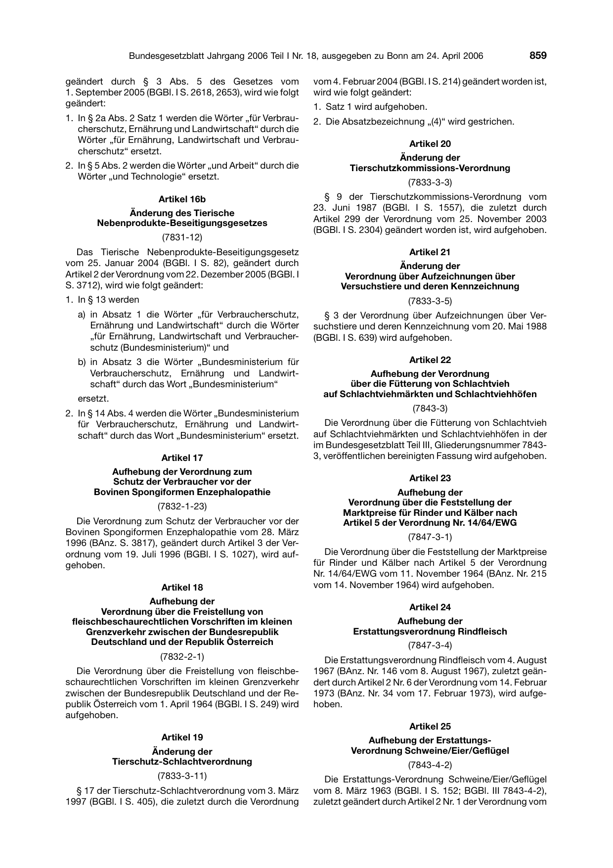 BGBl. 2006, Seite 859 — Originalseite als Abbildung