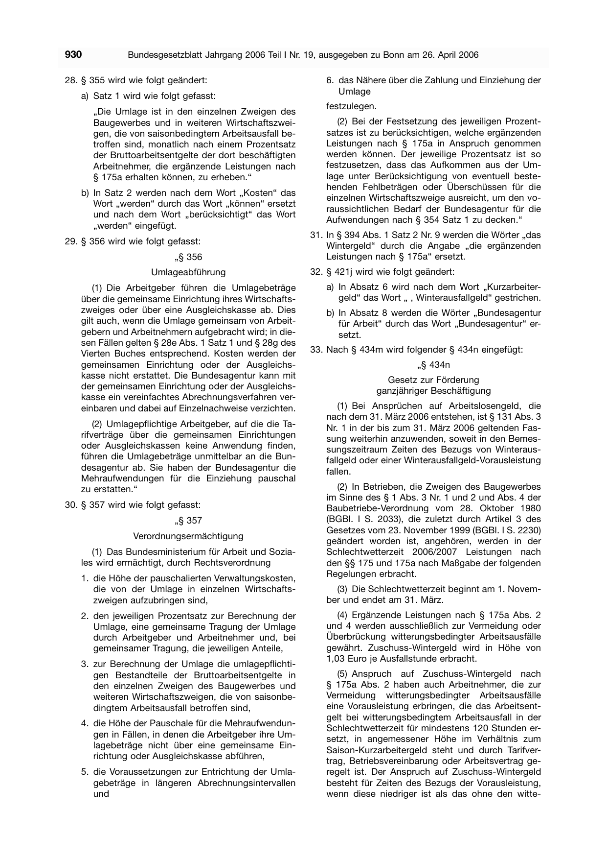 BGBl. 2006, Seite 930 — Originalseite als Abbildung