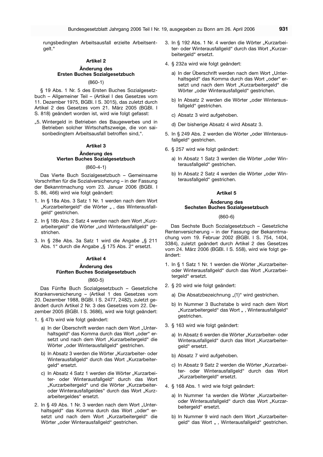 BGBl. 2006, Seite 931 — Originalseite als Abbildung