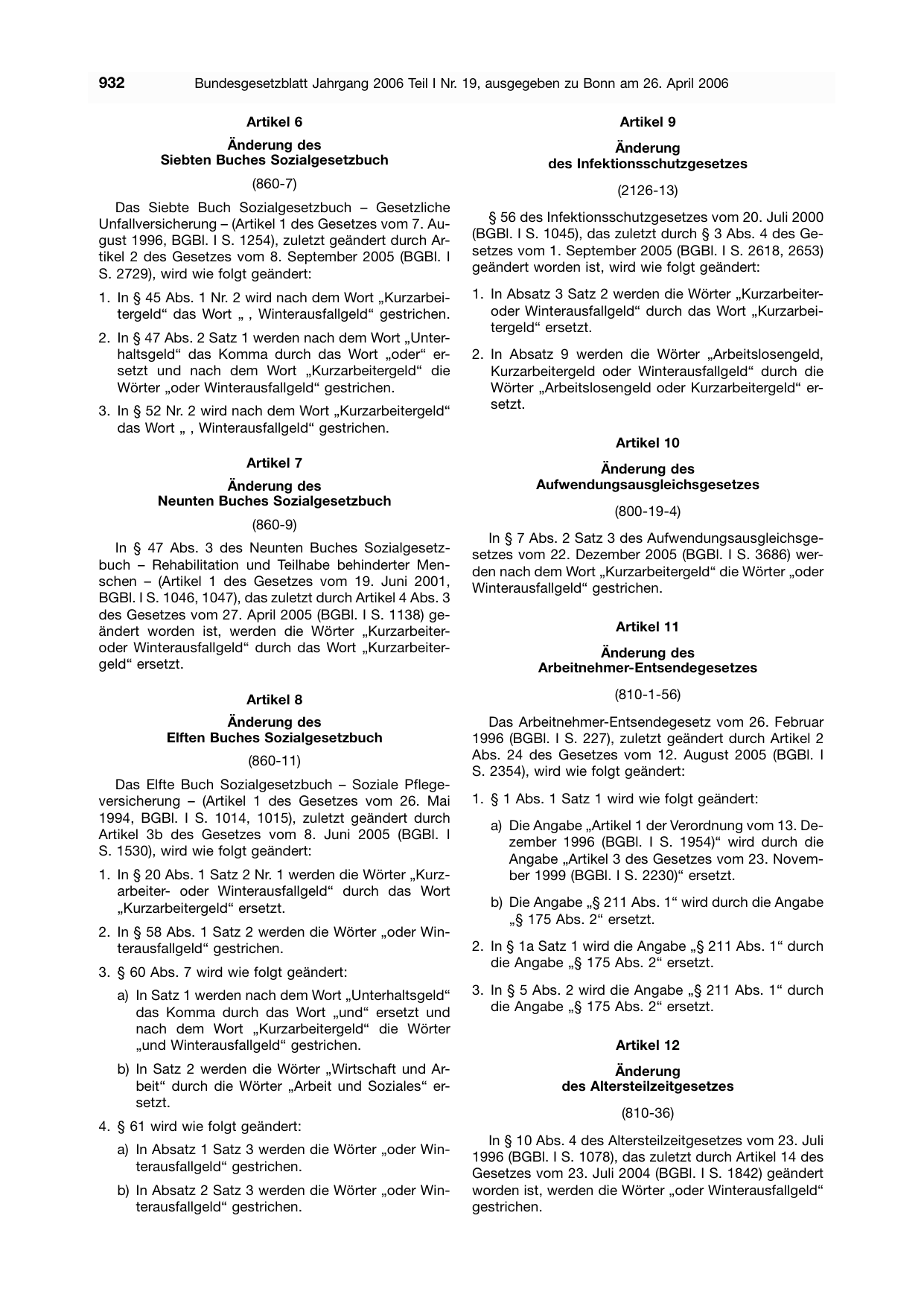 BGBl. 2006, Seite 932 — Originalseite als Abbildung