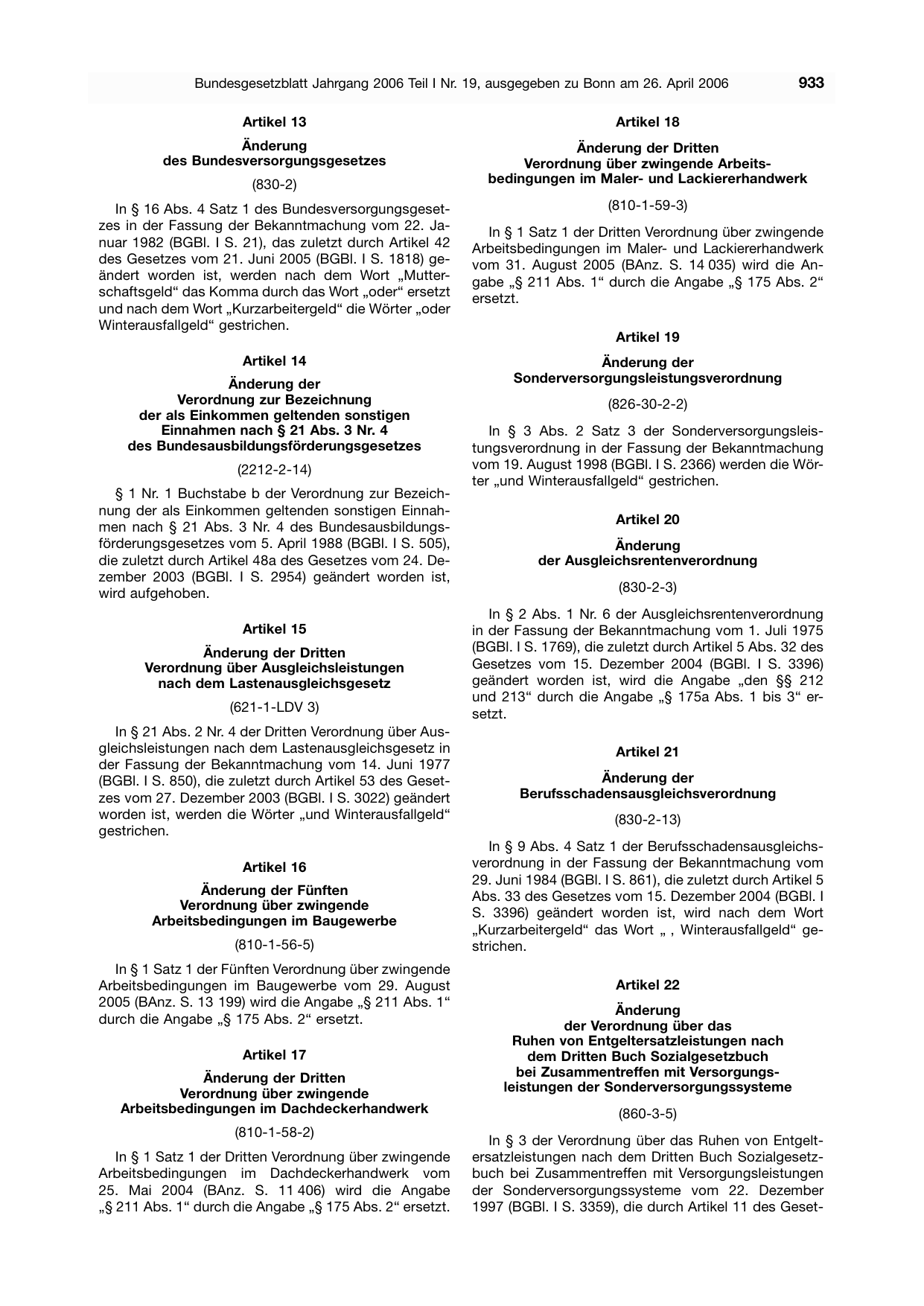 BGBl. 2006, Seite 933 — Originalseite als Abbildung
