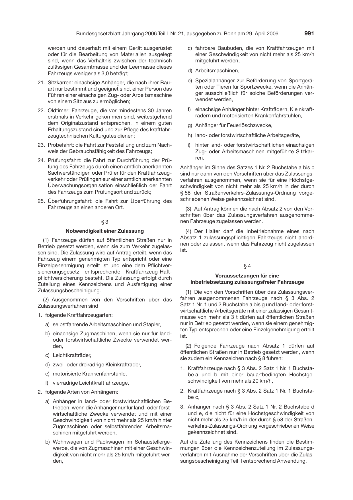 BGBl. 2006, Seite 991 — Originalseite als Abbildung