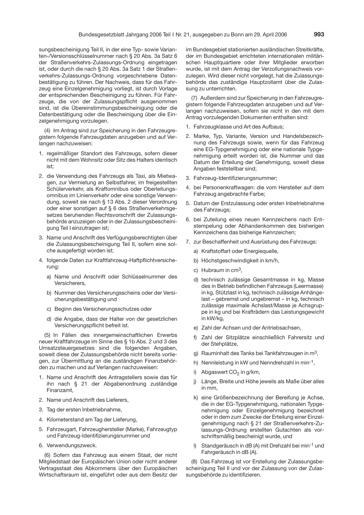 BGBl. 2006, Seite 993 — Originalseite als Abbildung