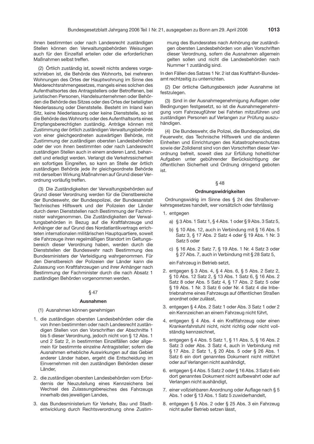 BGBl. 2006, Seite 1013 — Originalseite als Abbildung