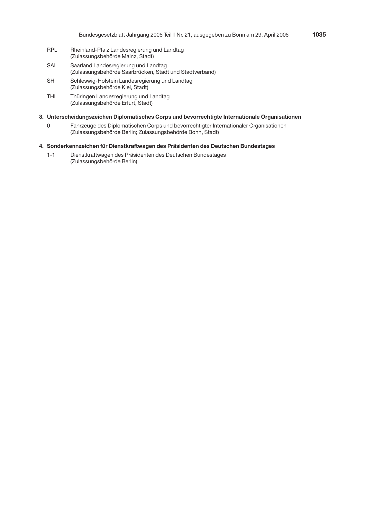 BGBl. 2006, Seite 1035 — Originalseite als Abbildung