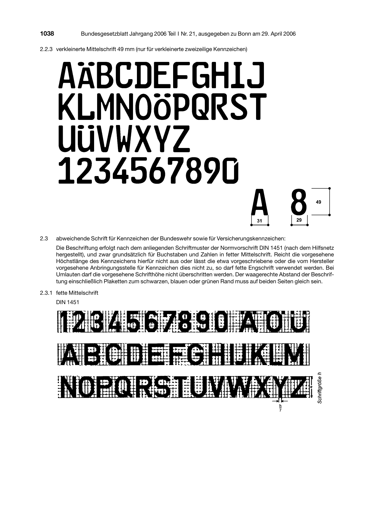BGBl. 2006, Seite 1038 — Originalseite als Abbildung