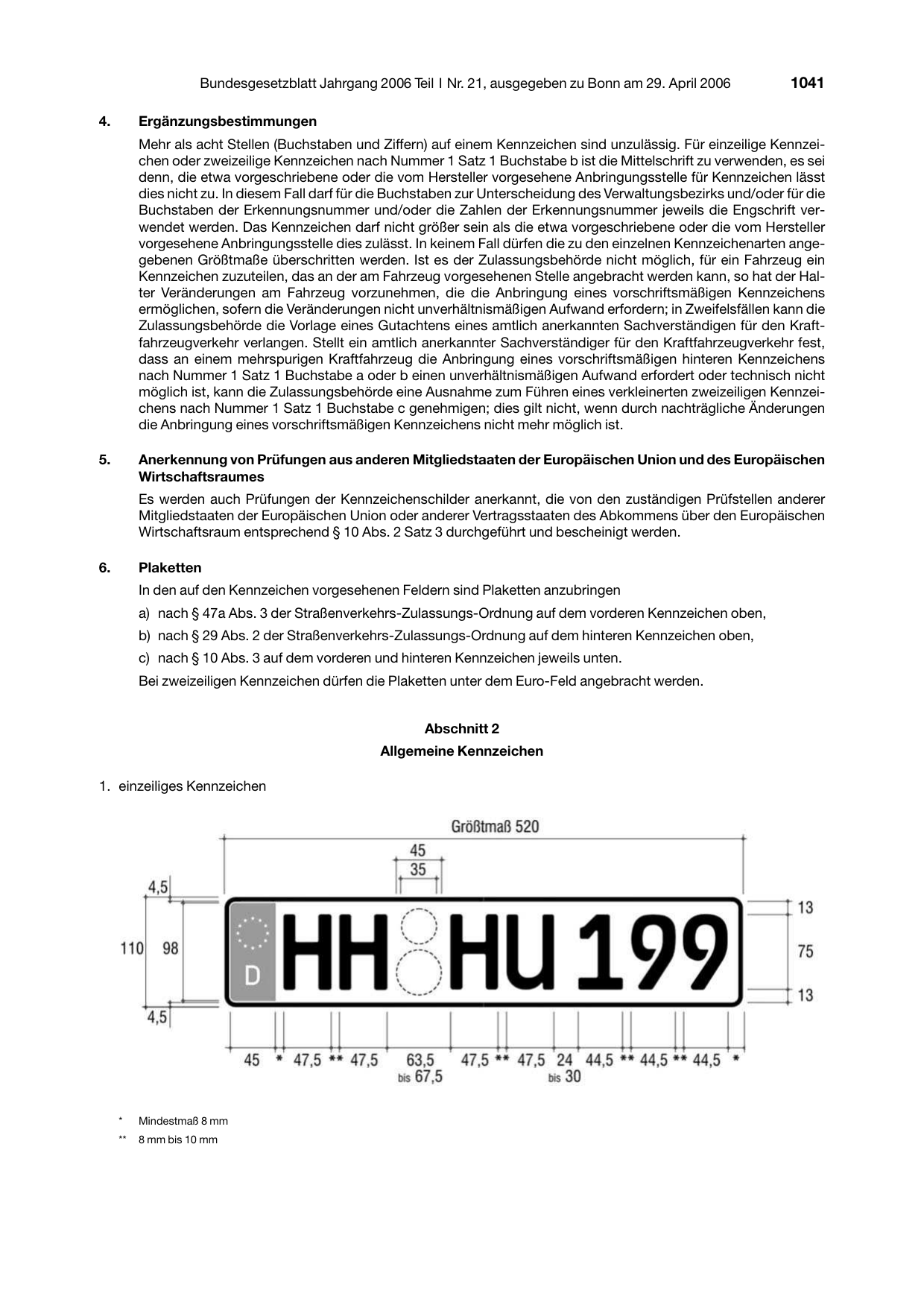 BGBl. 2006, Seite 1041 — Originalseite als Abbildung