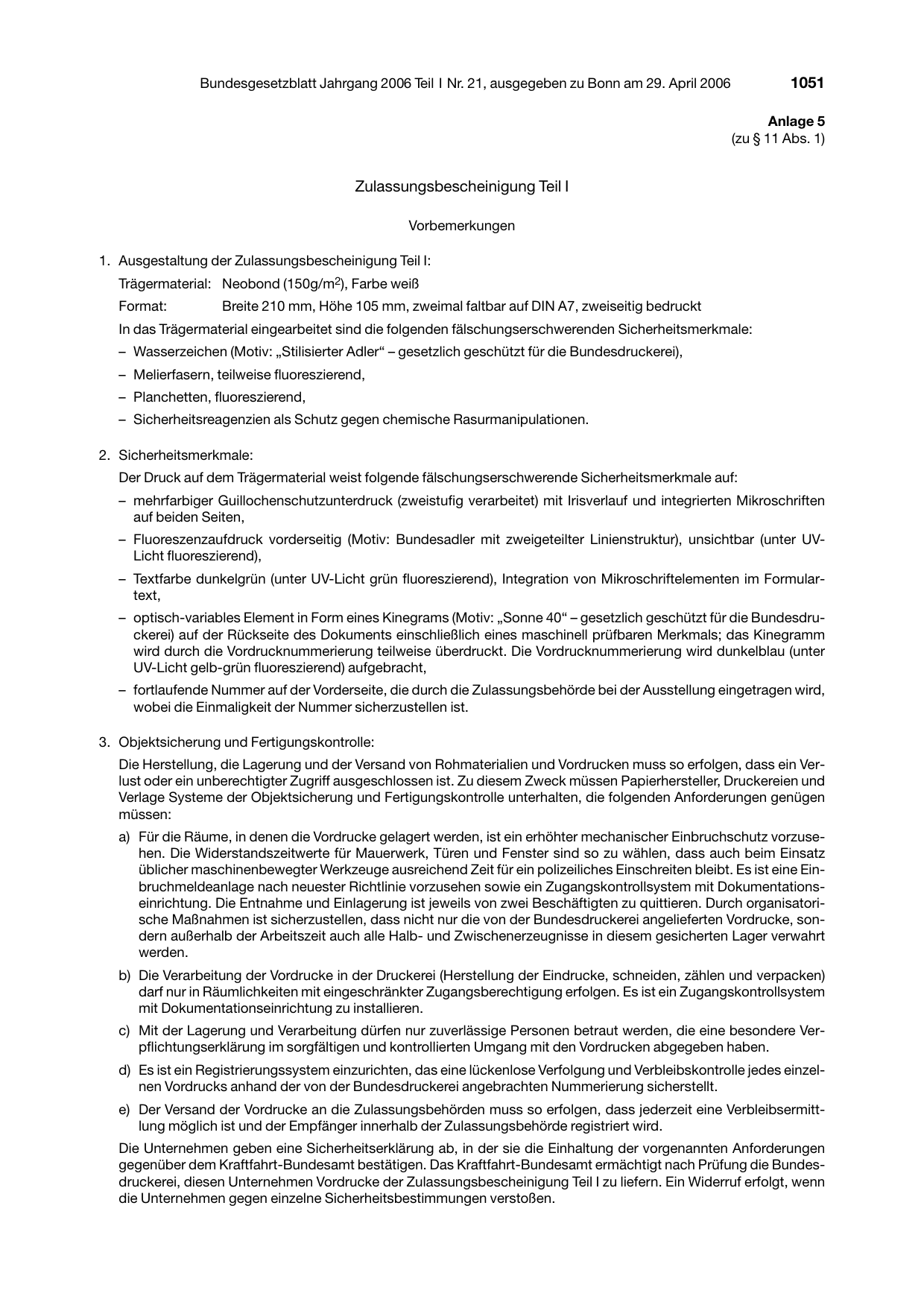 BGBl. 2006, Seite 1051 — Originalseite als Abbildung