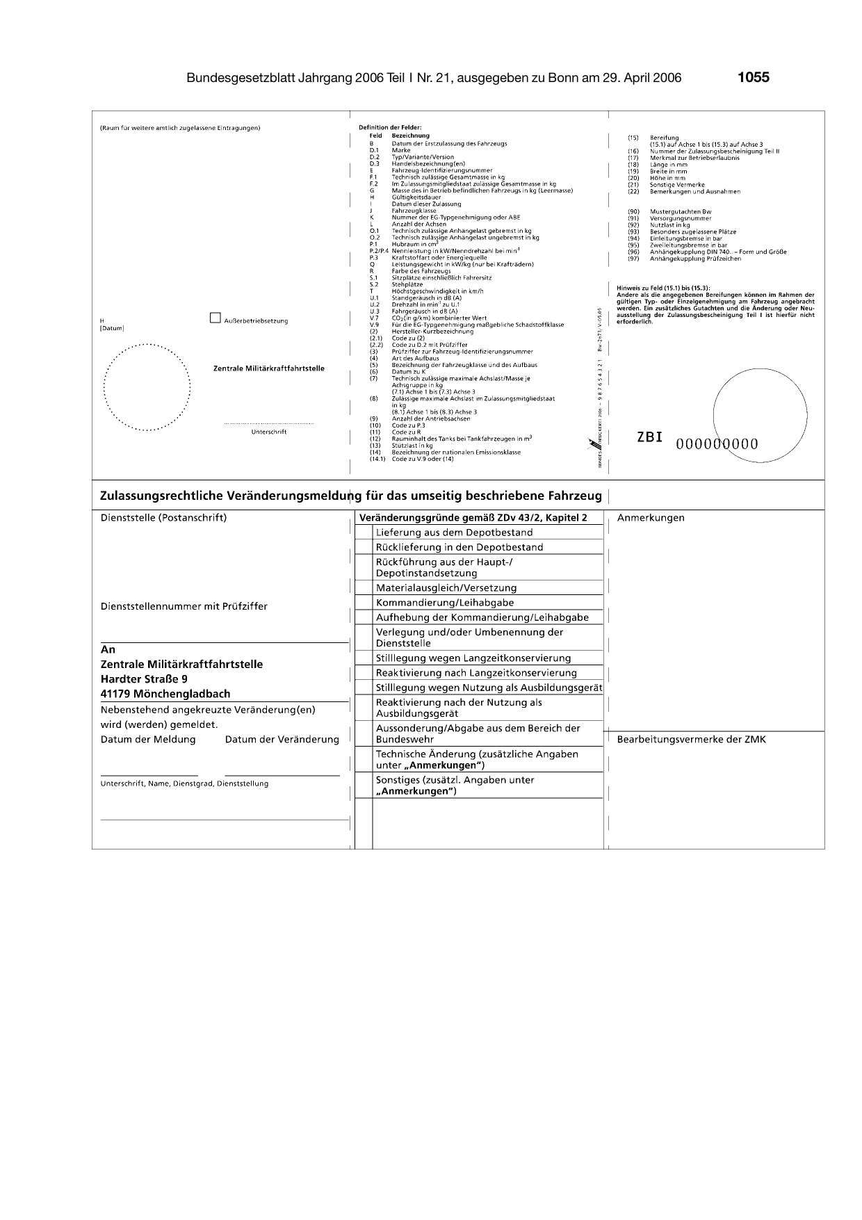 BGBl. 2006, Seite 1055 — Originalseite als Abbildung