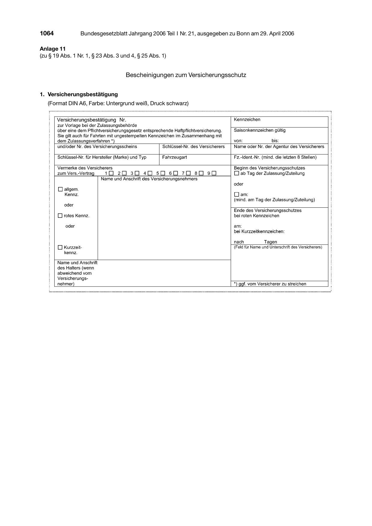 BGBl. 2006, Seite 1064 — Originalseite als Abbildung