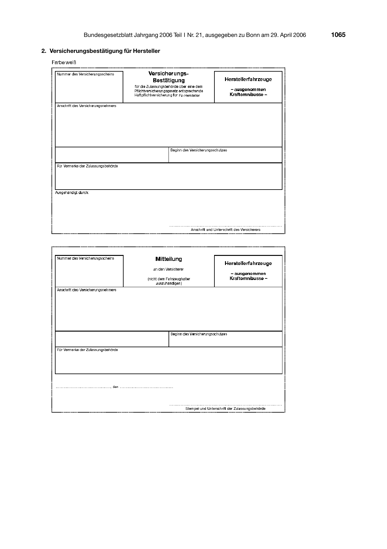 BGBl. 2006, Seite 1065 — Originalseite als Abbildung