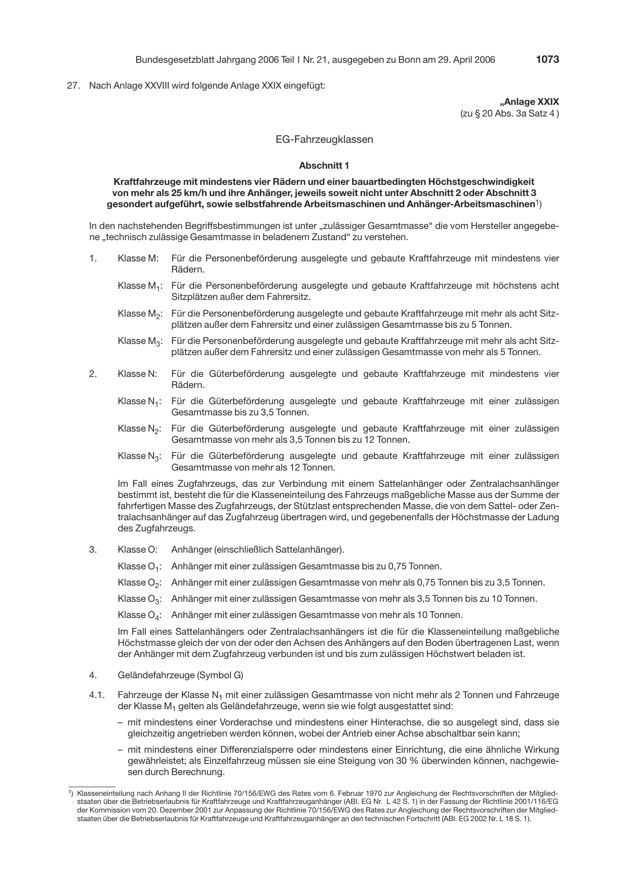 BGBl. 2006, Seite 1073 — Originalseite als Abbildung