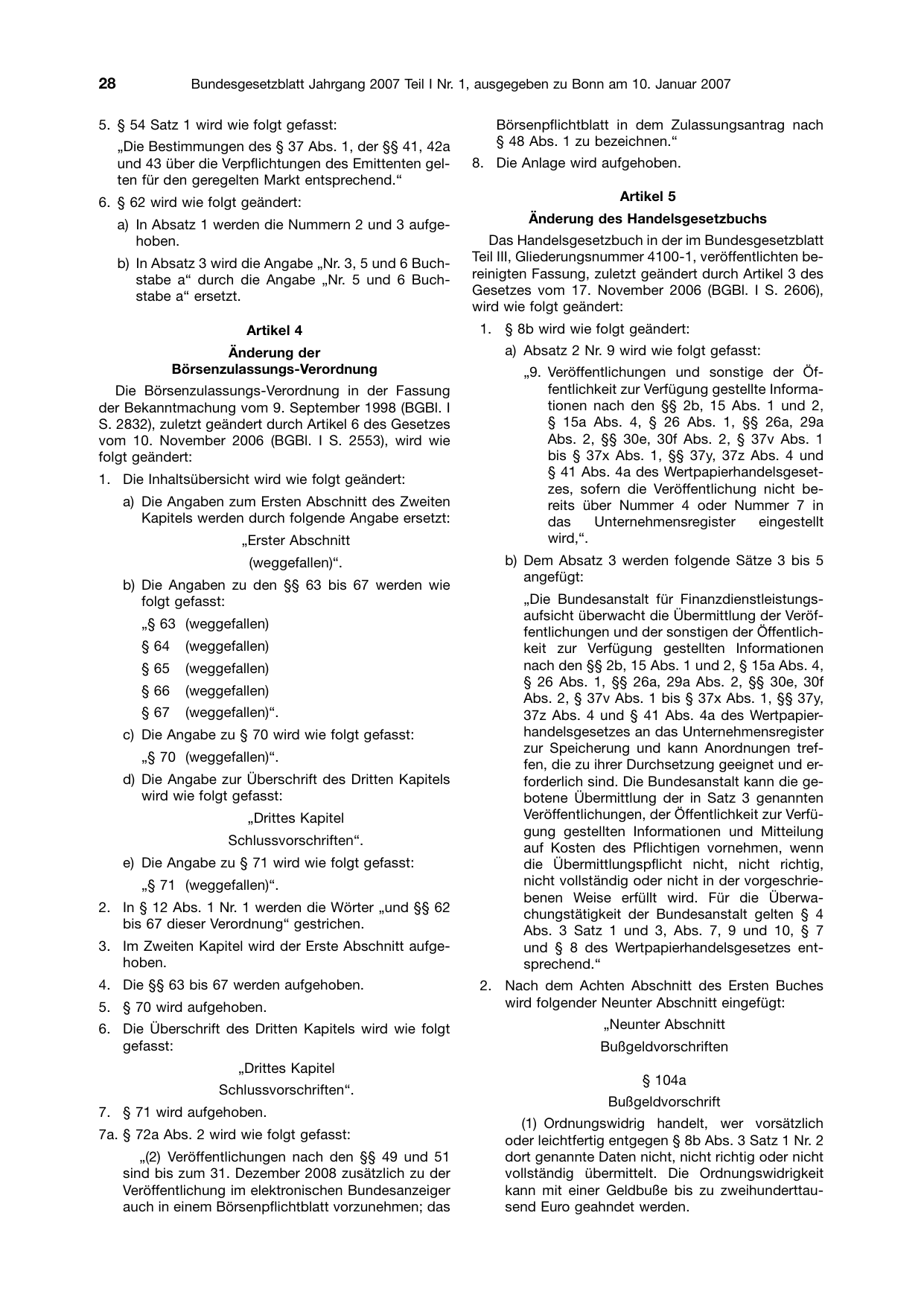 BGBl. 2007, Seite 28 — Originalseite als Abbildung