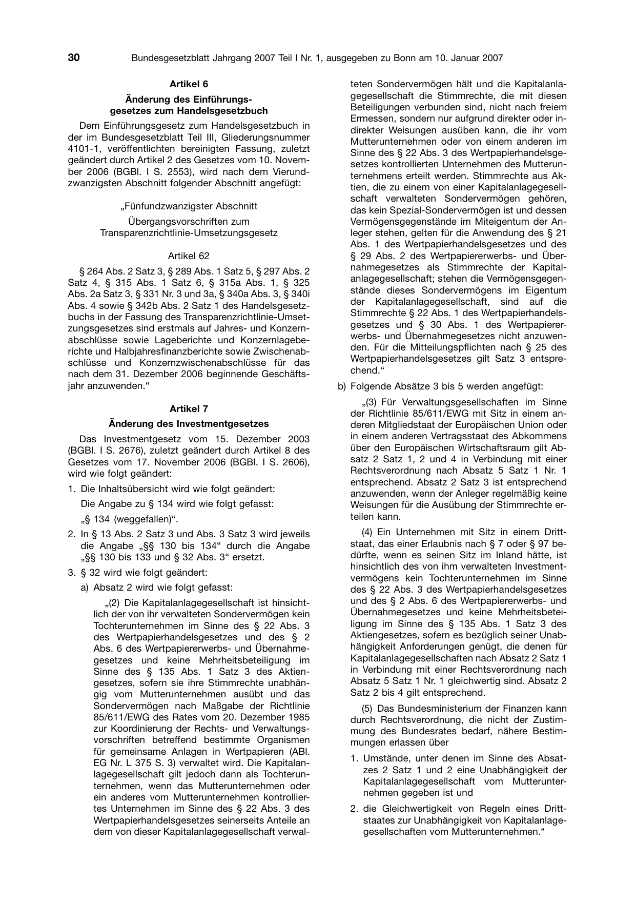 BGBl. 2007, Seite 30 — Originalseite als Abbildung