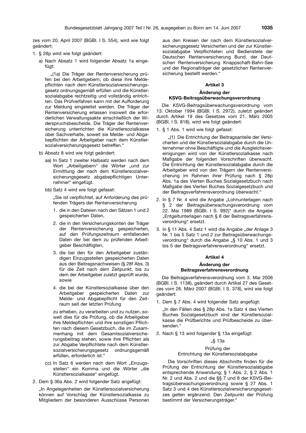 BGBl. 2007, Seite 1035 — Originalseite als Abbildung