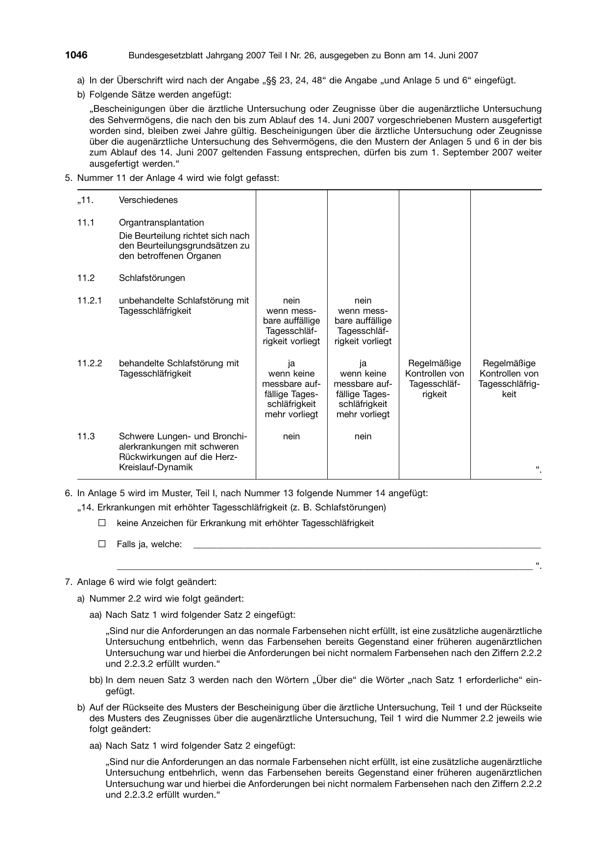 BGBl. 2007, Seite 1046 — Originalseite als Abbildung