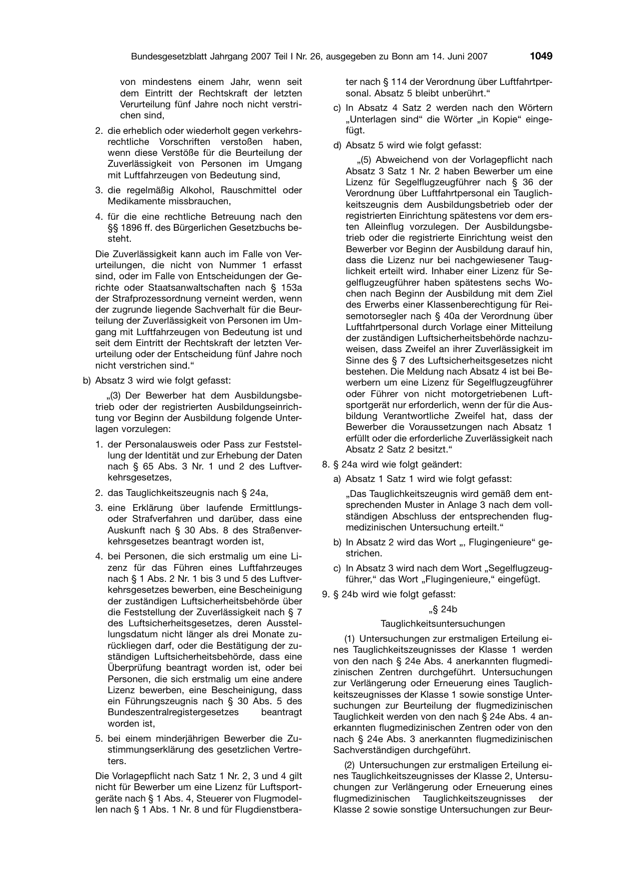 BGBl. 2007, Seite 1049 — Originalseite als Abbildung