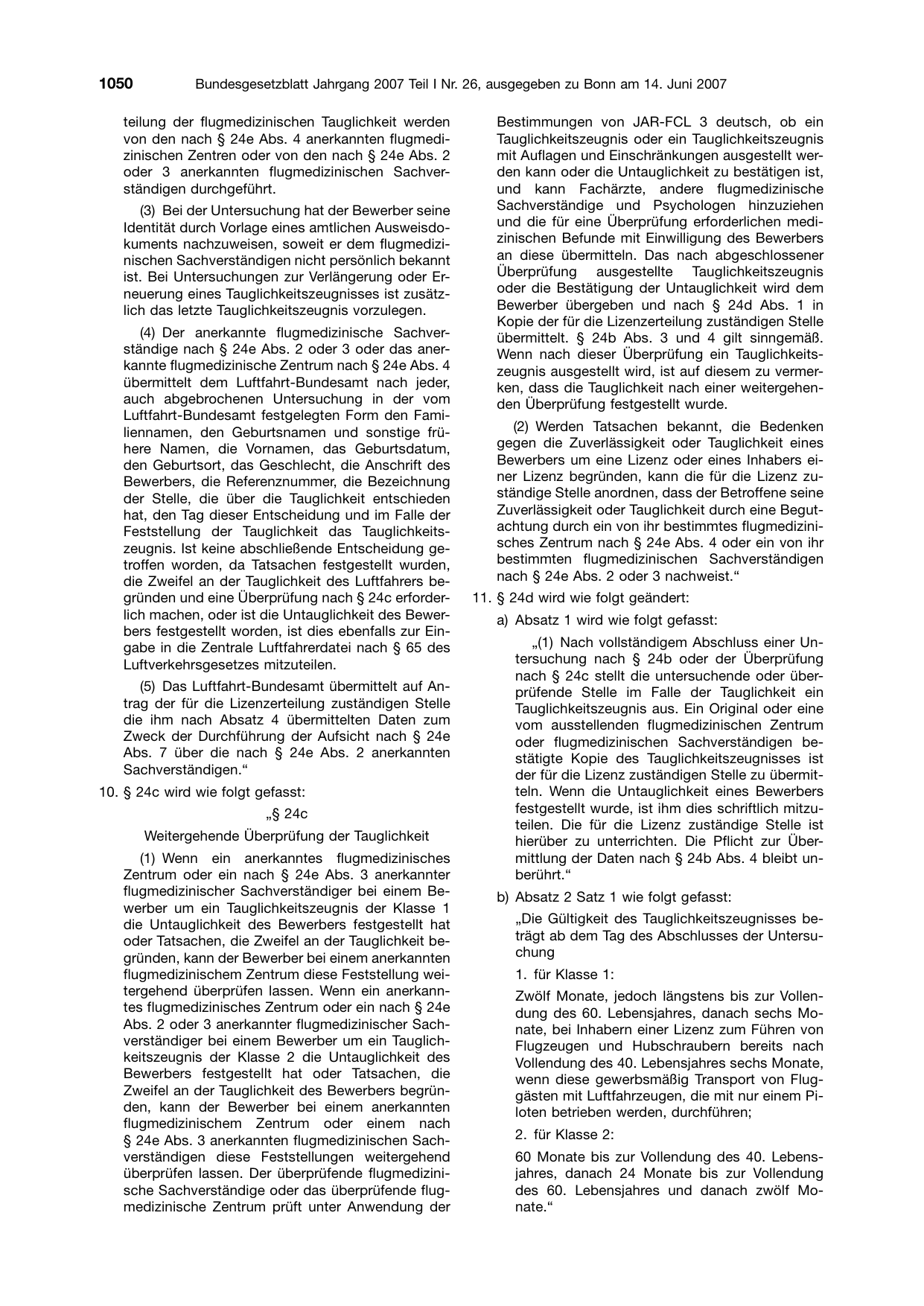 BGBl. 2007, Seite 1050 — Originalseite als Abbildung
