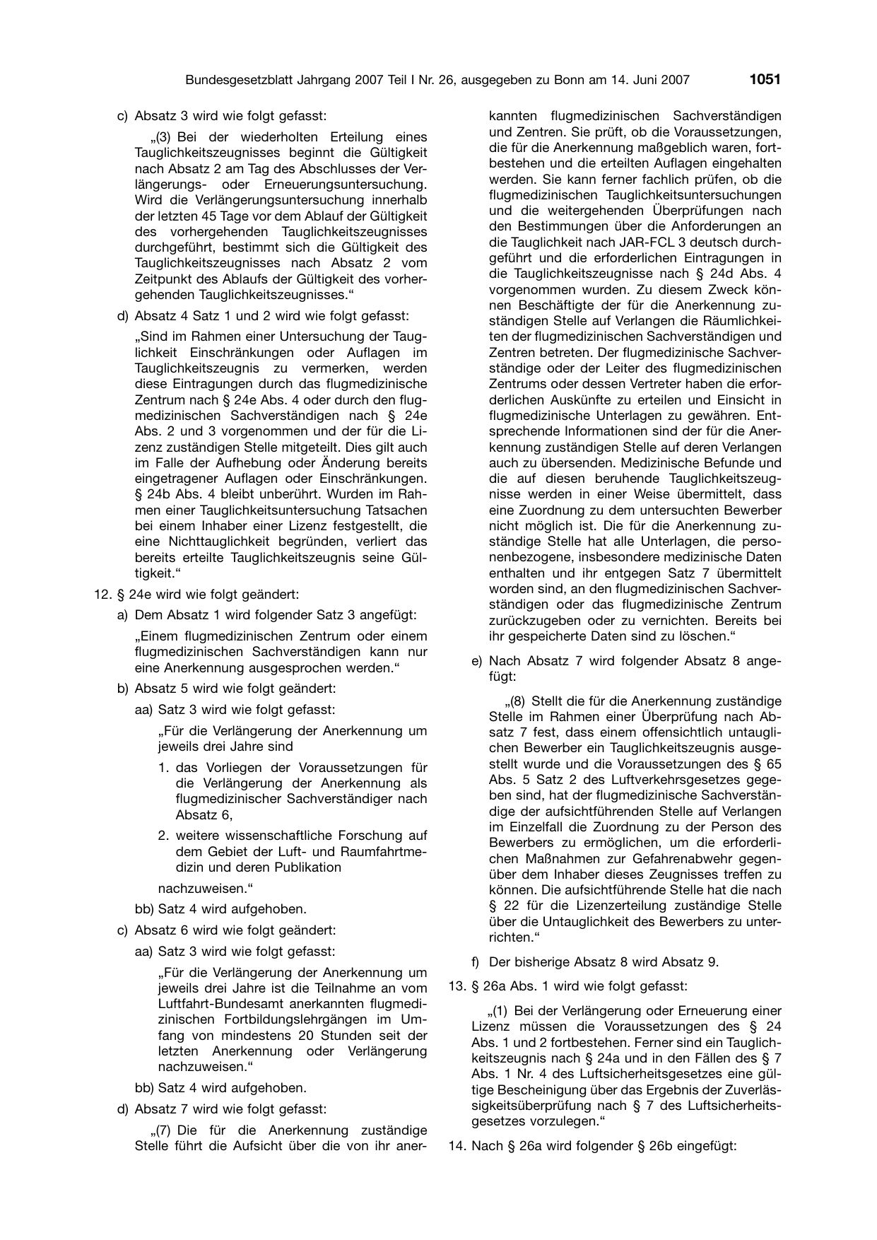BGBl. 2007, Seite 1051 — Originalseite als Abbildung