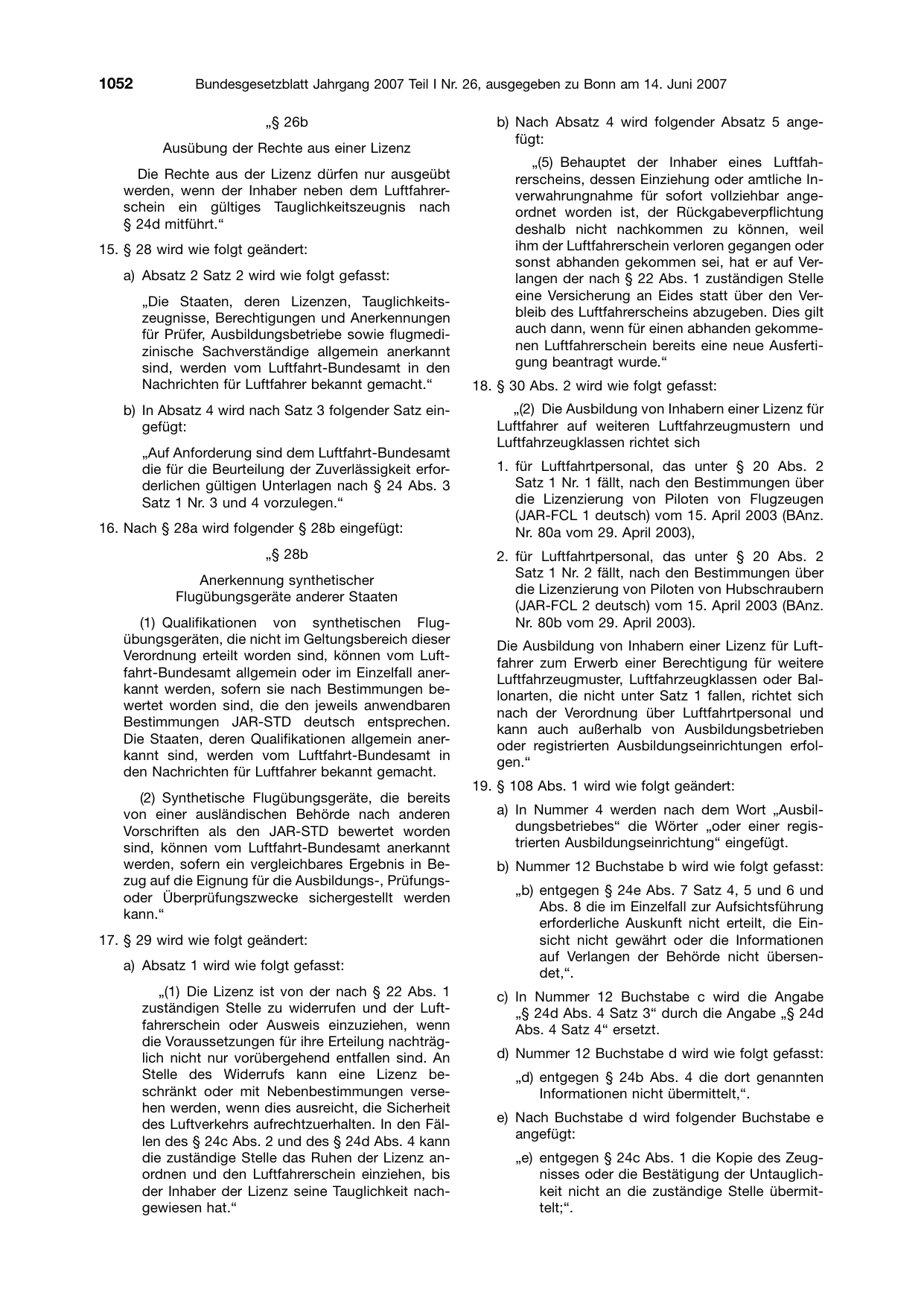 BGBl. 2007, Seite 1052 — Originalseite als Abbildung