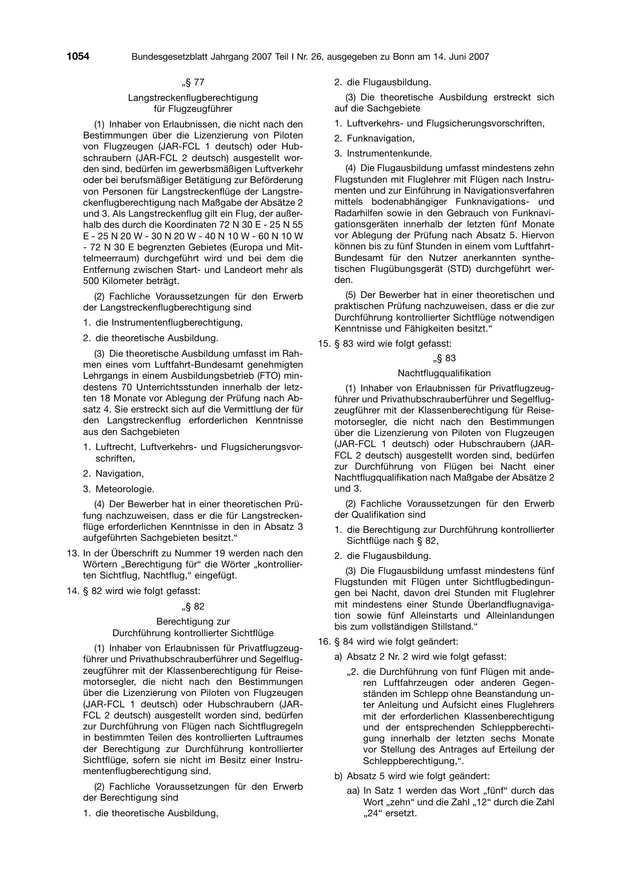 BGBl. 2007, Seite 1054 — Originalseite als Abbildung