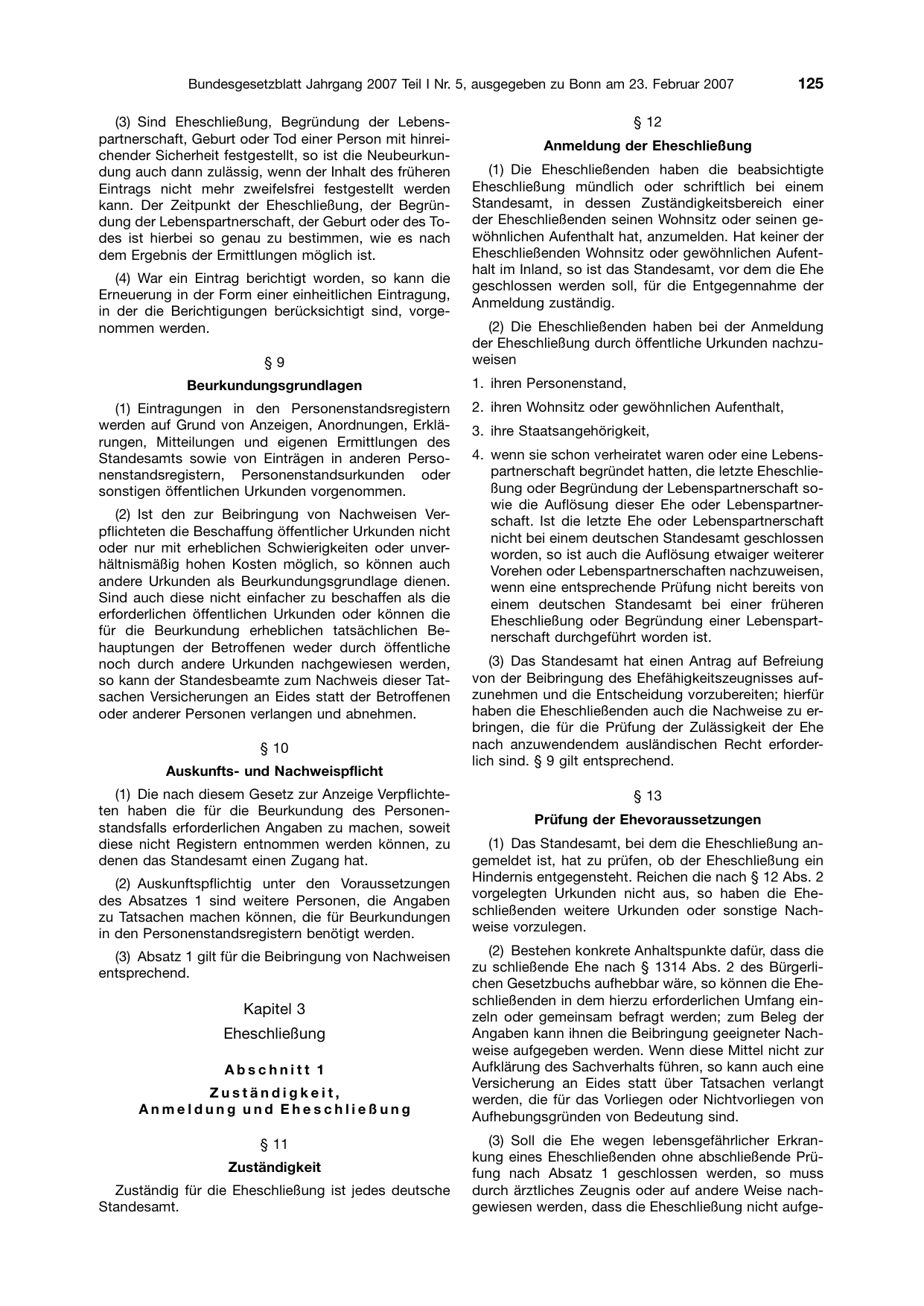 BGBl. 2007, Seite 125 — Originalseite als Abbildung
