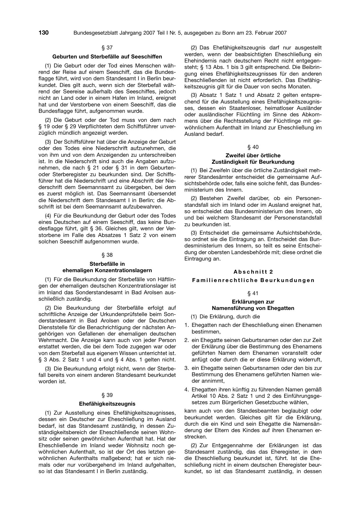 BGBl. 2007, Seite 130 — Originalseite als Abbildung