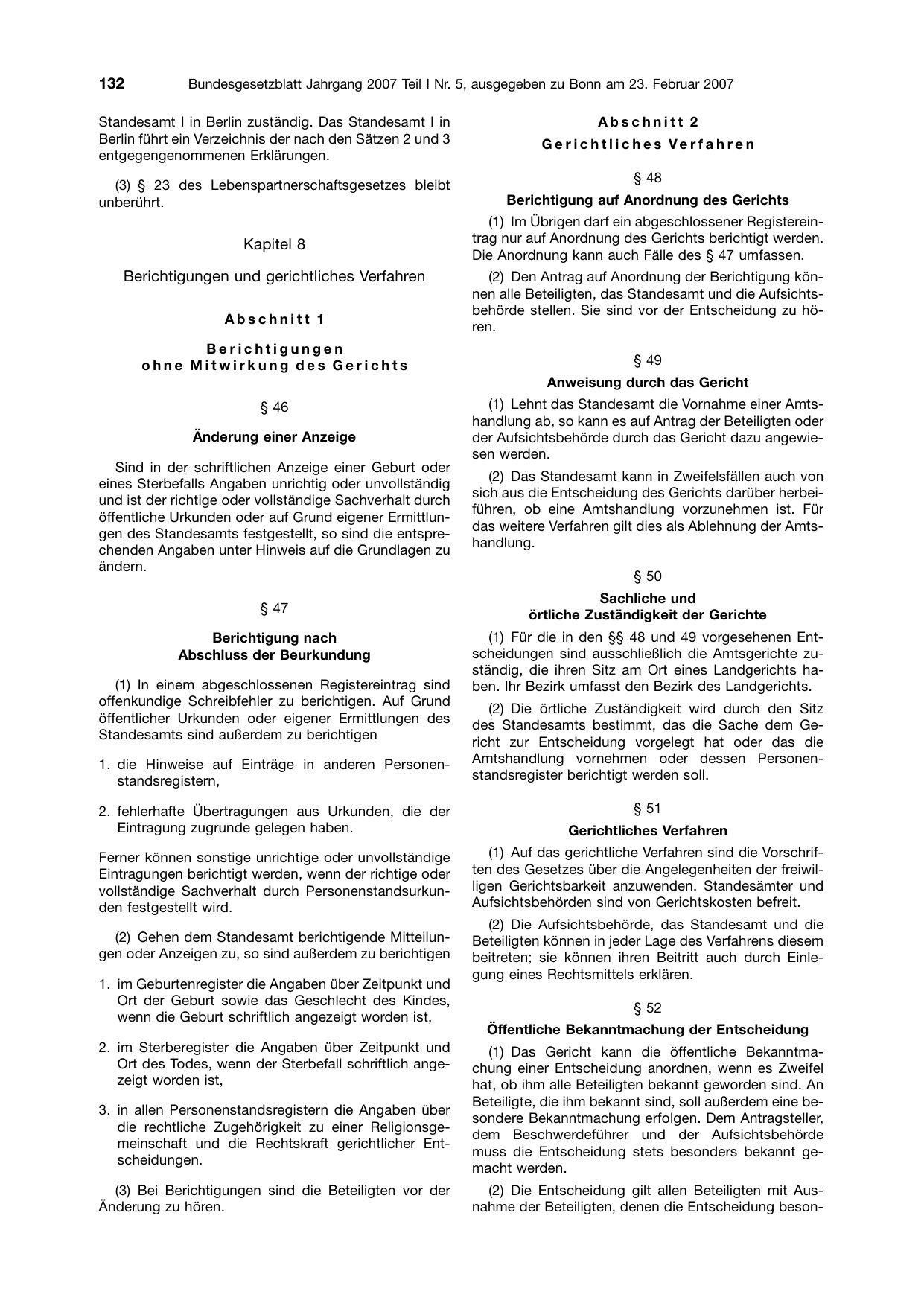 BGBl. 2007, Seite 132 — Originalseite als Abbildung