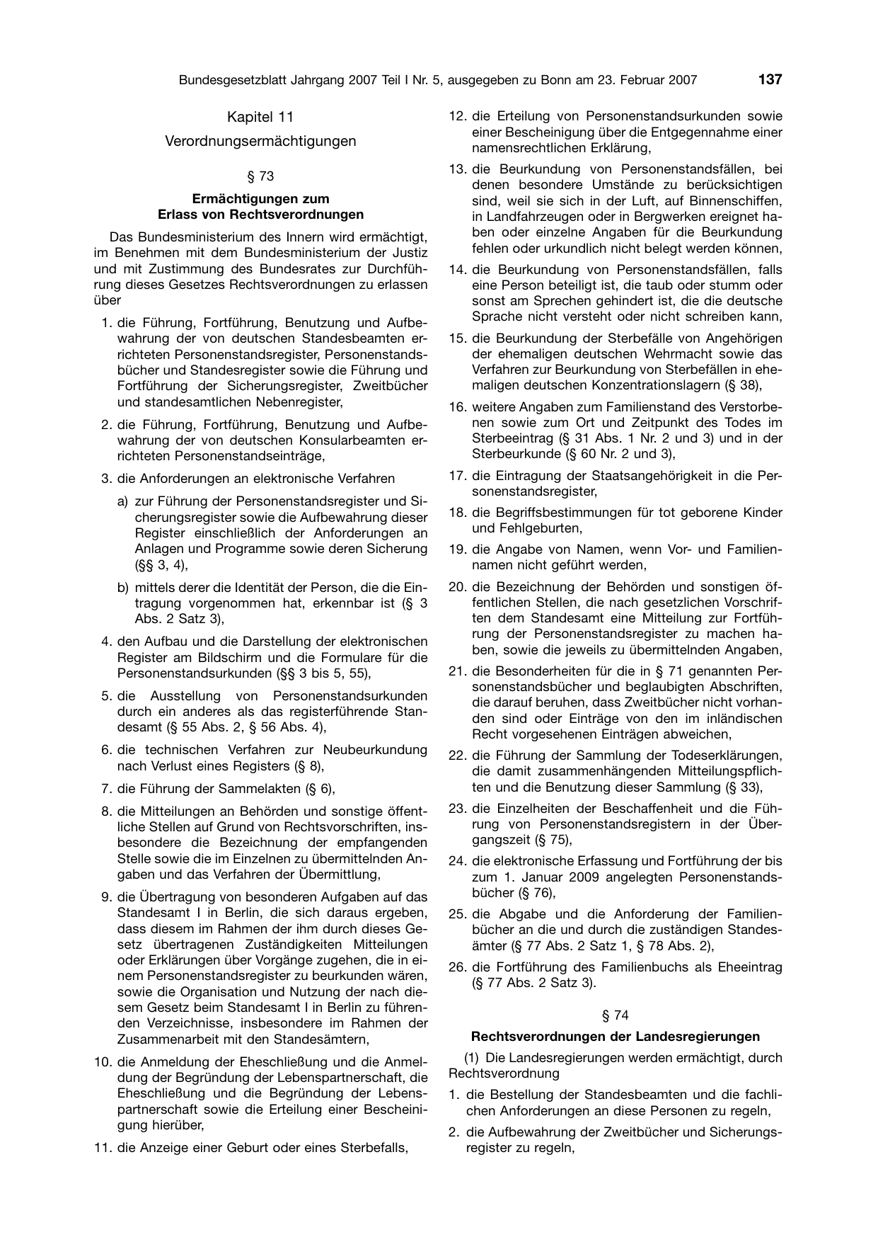 BGBl. 2007, Seite 137 — Originalseite als Abbildung
