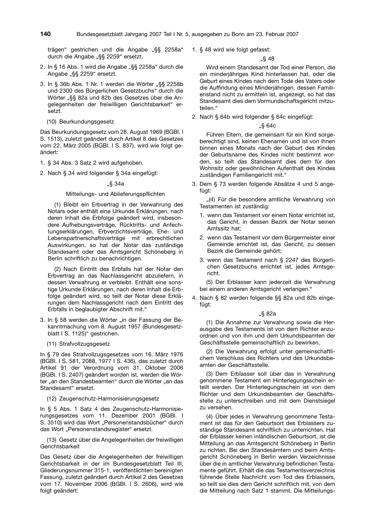 BGBl. 2007, Seite 140 — Originalseite als Abbildung
