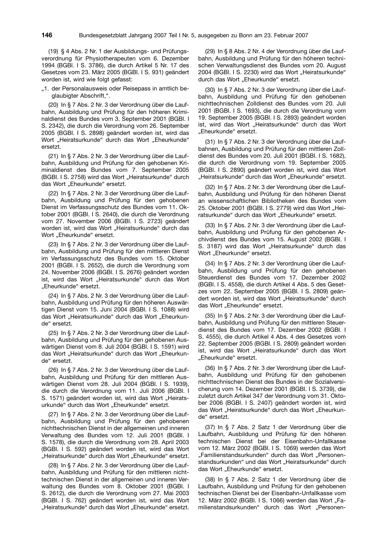 BGBl. 2007, Seite 146 — Originalseite als Abbildung