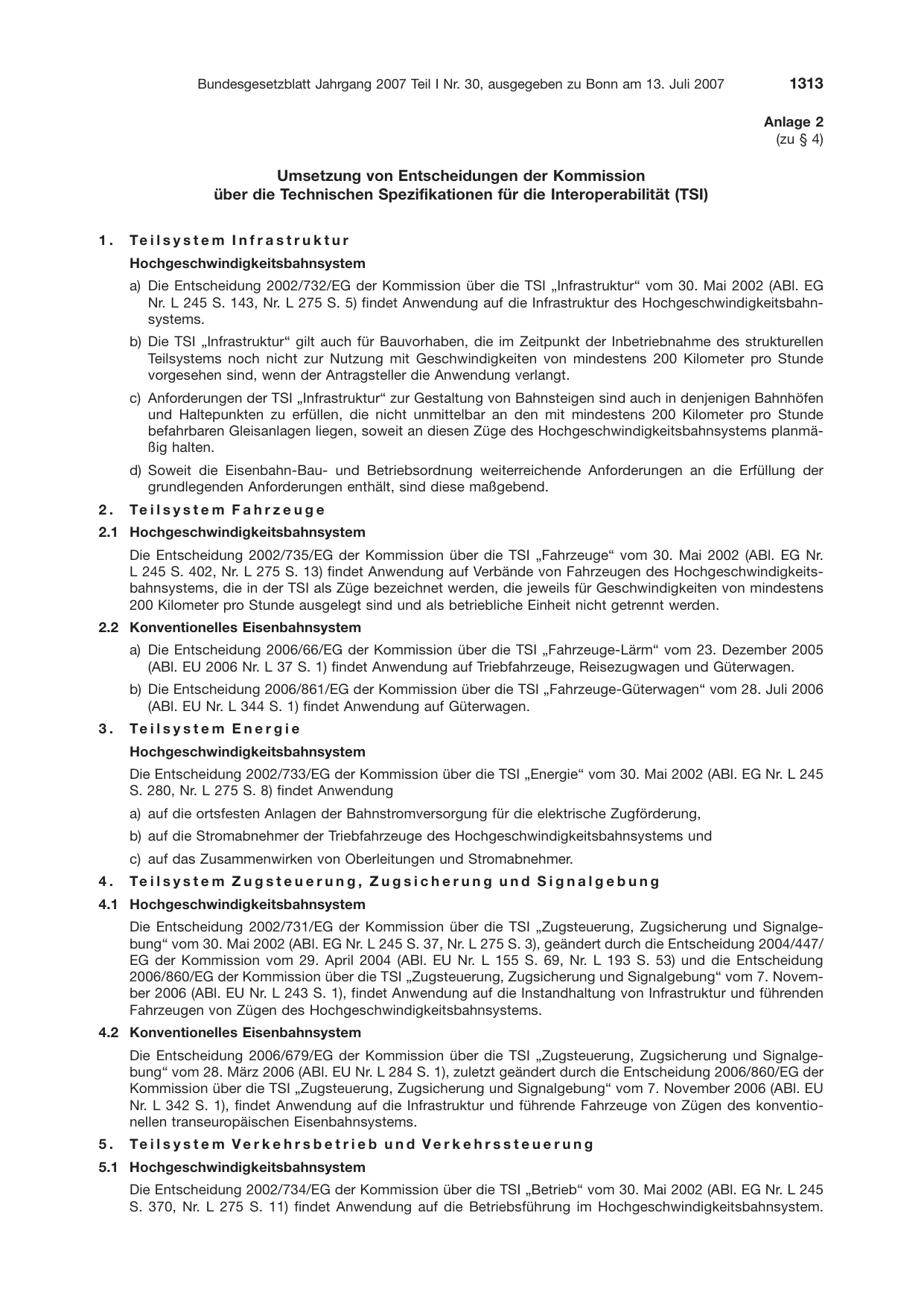 BGBl. 2007, Seite 1313 — Originalseite als Abbildung